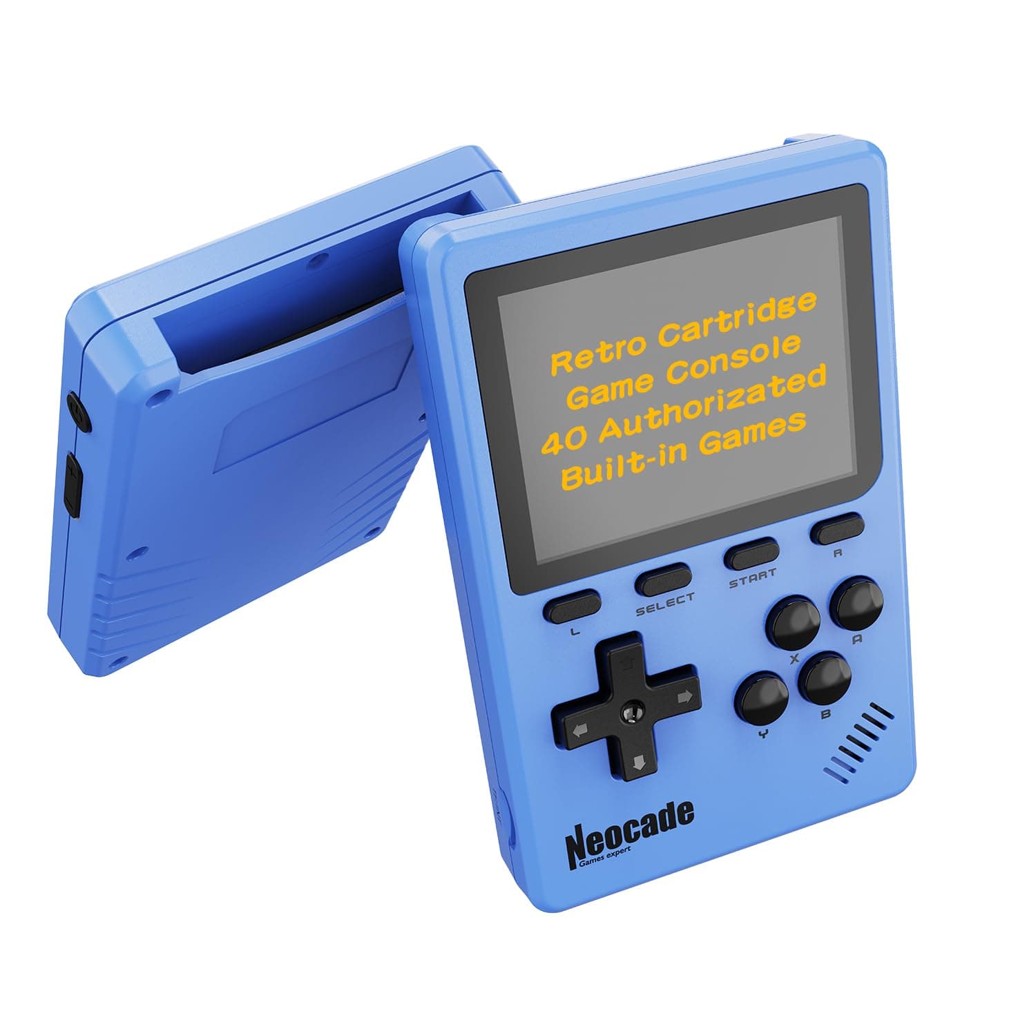 Retro Handheld Game Console with 40 Authorizated Built-in Piko Games, Support GBA Cartridge-Blue