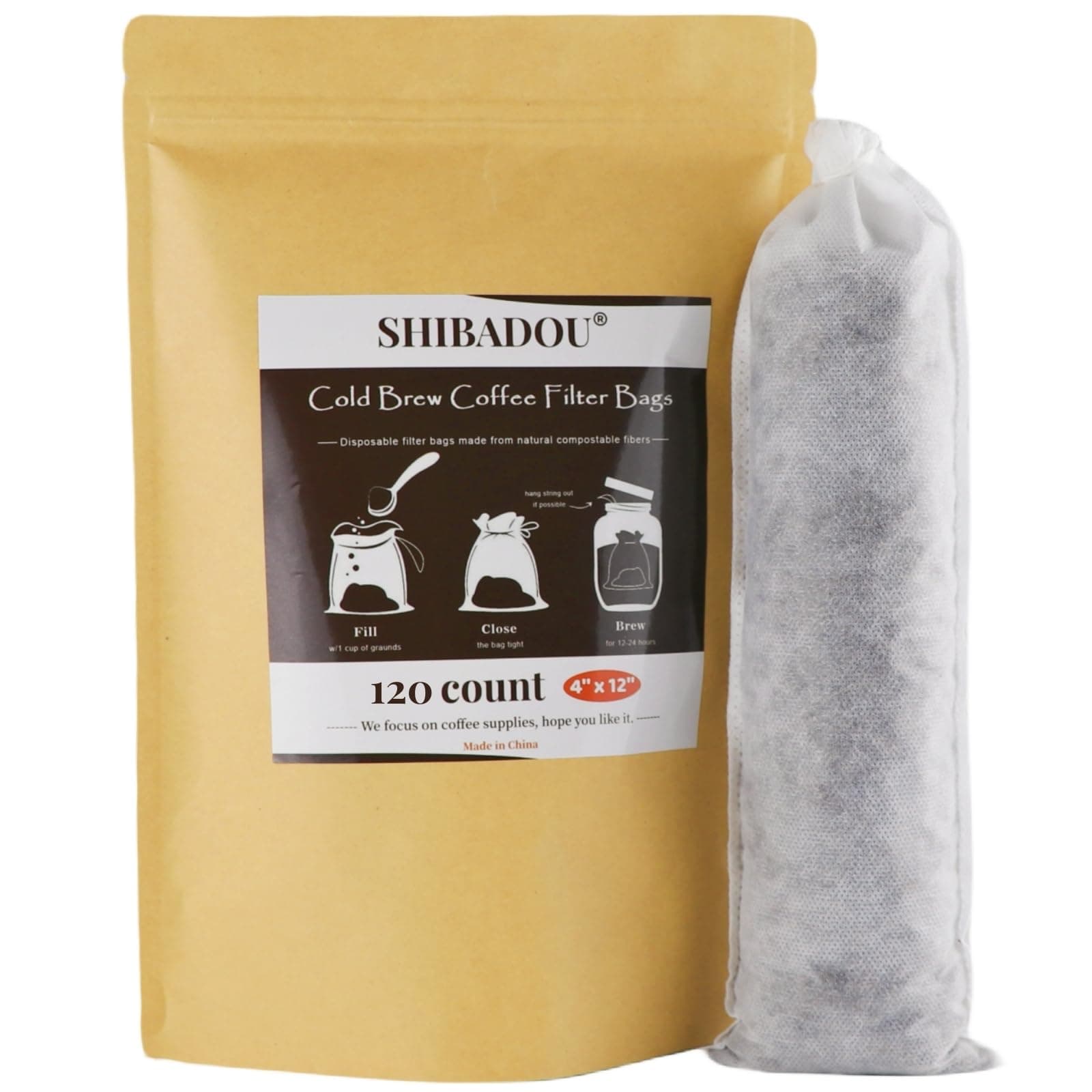 DOU Disposable Cold Brew Coffee Filters - 120 Count Coffee Filter Bags 4"x 12" Cold Brew Filter Bags Coffee Maker Brewing Bags for Mason Jar or Pitcher