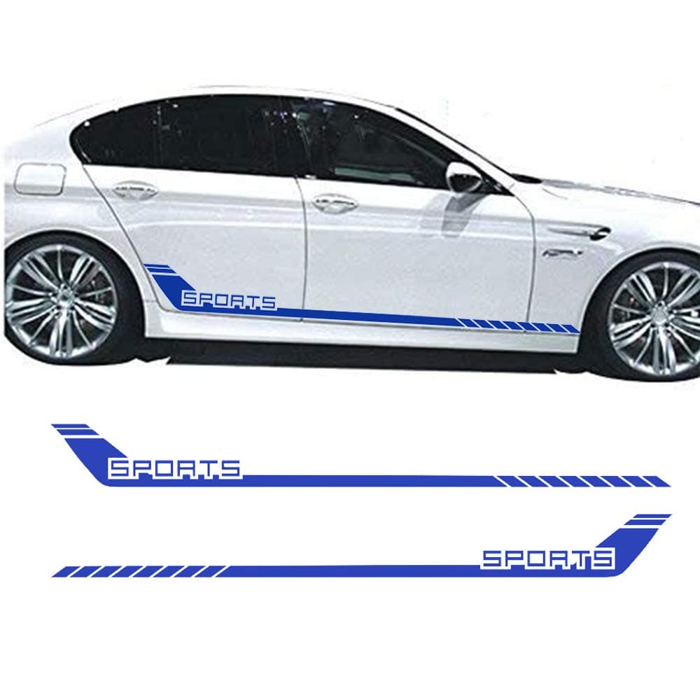 1pair/2Pcs Car Sport Stripes Racing Lower Door Panel Decal for car Side Sticke Fir for All Cars SUV Free Size Matte Color