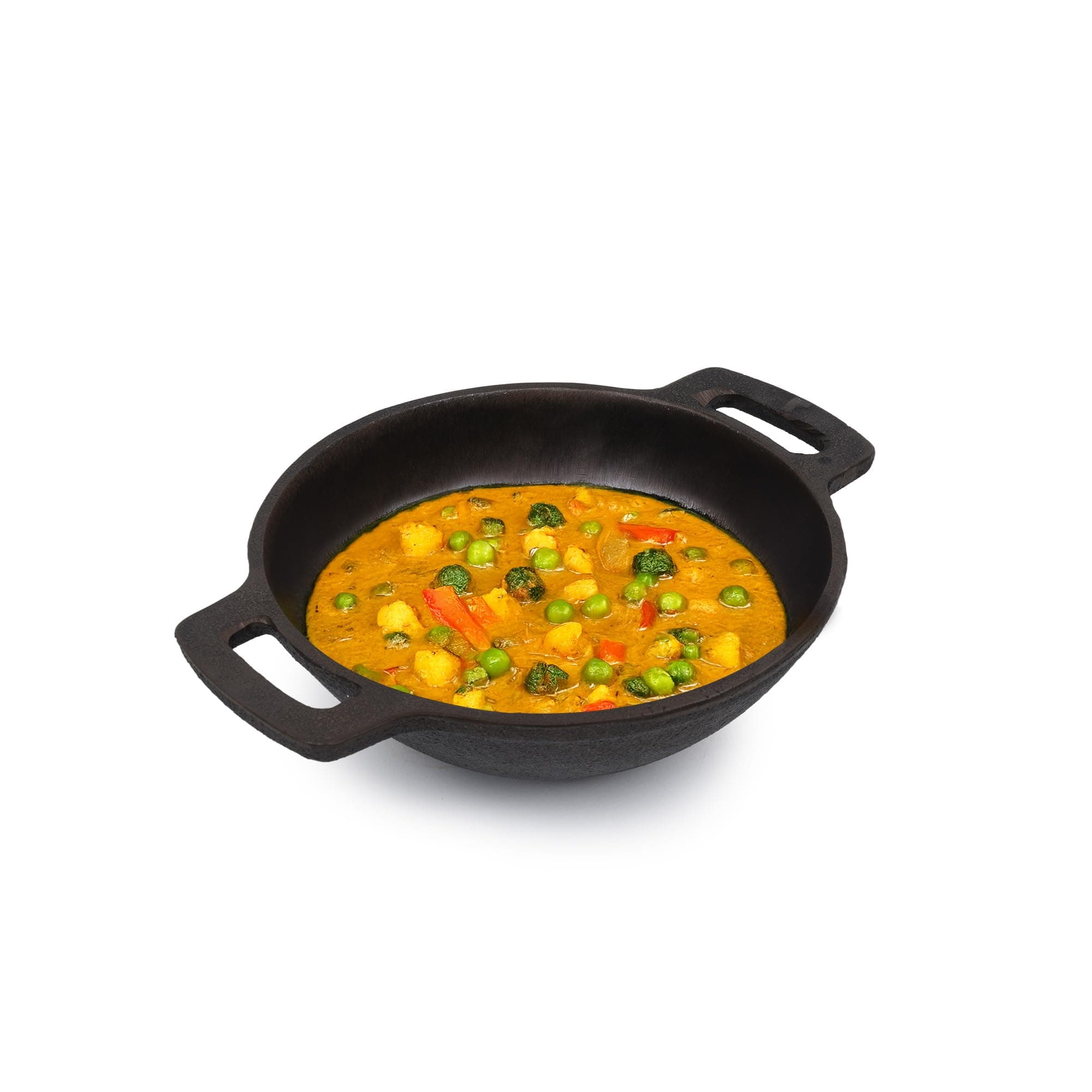 Super Smooth Cast Iron Kadai for Deep Frying with Strong Handles | Very Small, 17.8cm/ 7Inch, 1Ltr, 1.1Kg | Naturally Nonstick, 100% Pure & Toxin-Free, No Chemical Coating