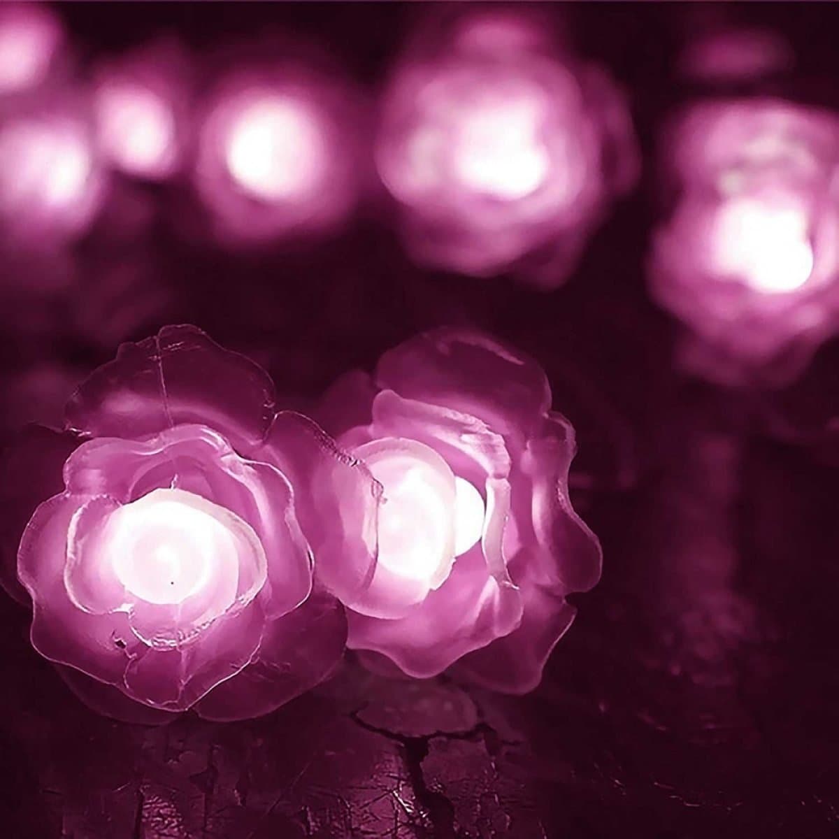 EONANT Rose Flower Lights, Solar Flower Fairy String Lights 16ft/5m 20 LEDs Rose String Lights Waterproof for Home Indoor Garden Lawn Patio Trees Weddings (Pink)