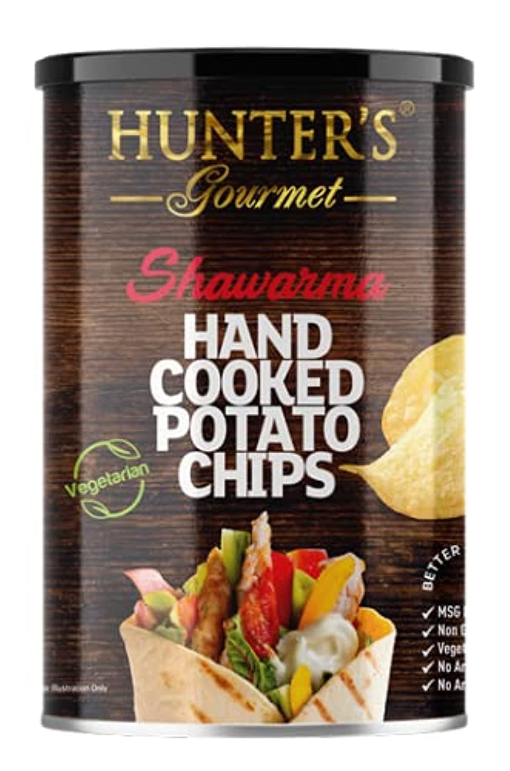 Hunter's Gourmet Hand Cooked Potato Chips - Shawarma - Middle Eastern Flavours - 150Gm