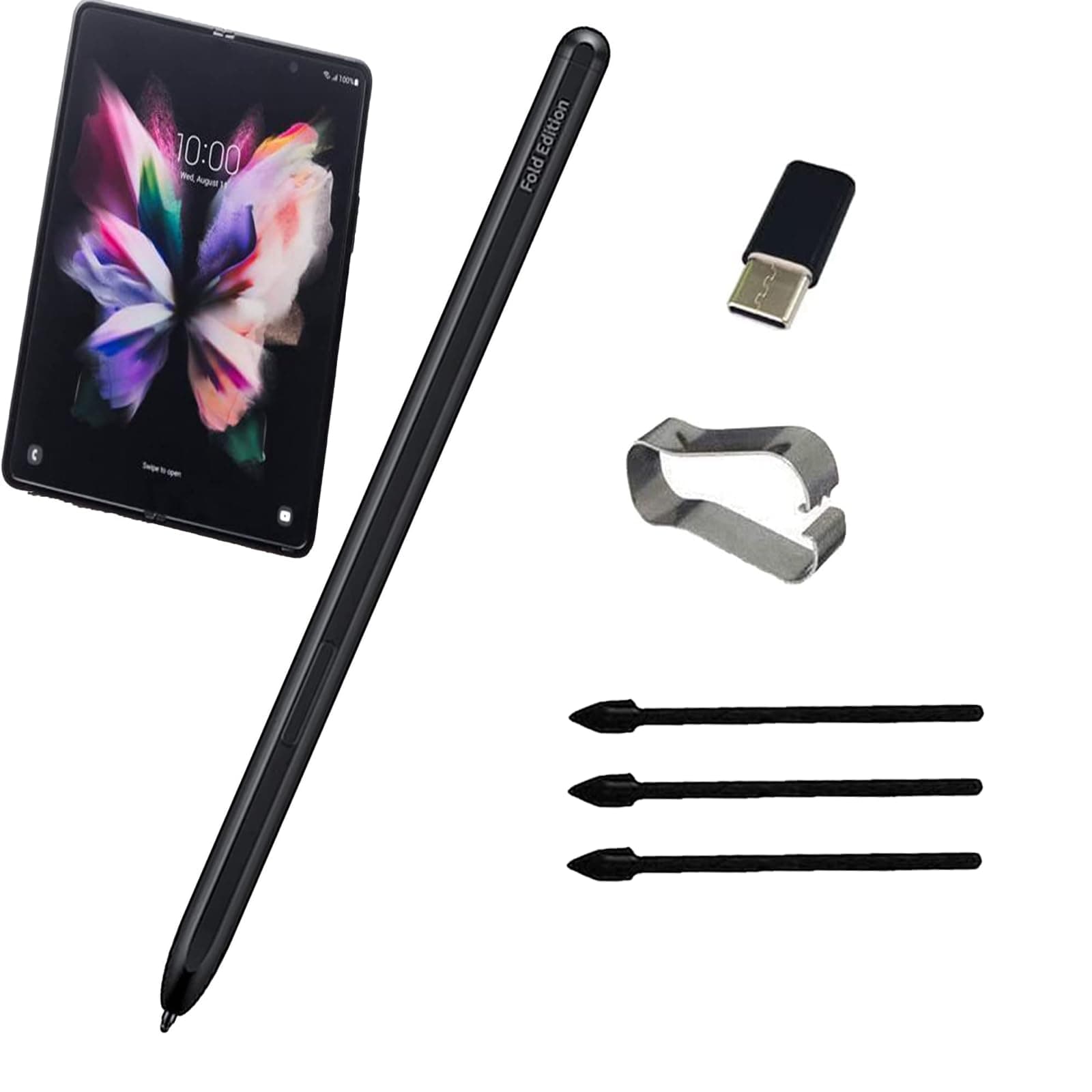 Galaxy Z Fold 4/3/5 S Pen Fold Edition for Samsung Galaxy Z Fold 3/4/5 Stylus Pen,EJ-PF946BBEGUS,with Replacement Tips/Nibs(Black)