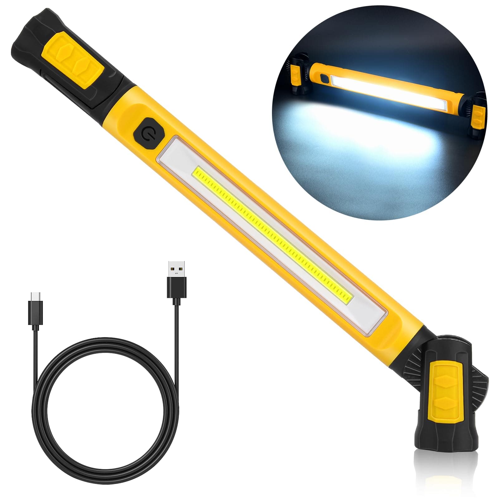 LED Work Light, 5200mAh Rechargeable Work Lights, 2500LM 2 Brightness Modes Work Light, Magnetic Underhood Work Light with Hooks, Mechanic Light for Car Repairing Garage Workshop Emergency