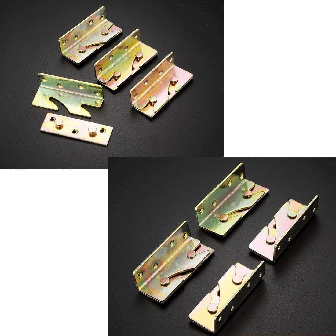 4 Sets Bed Rail Brackets Heavy Duty No-Mortise Bed Rail Fittings Wooden Bed Frame Connectors with Screws for Headboards Footboards Hold 500 pounds Maximum