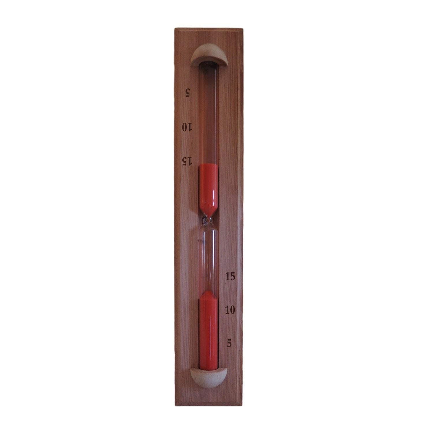 HSE Deluxe Cedar Wall-Mounted Rotating Sand Timer (15 Minutes, Rust Red)
