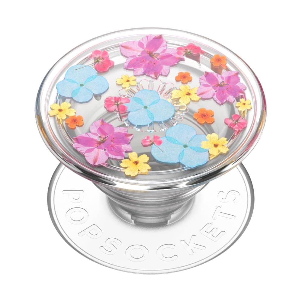 PopSockets جريب هاتف لاصق، حامل، حامل عرض، Clear - Delicate Floral