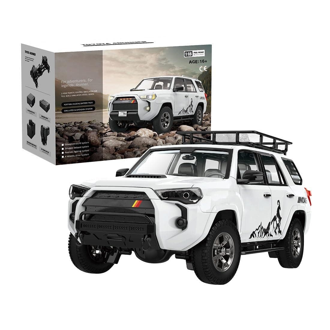 Remote Control Car, All Terrains RC Electric Brushed Off Road Climbing Car, 1/18 4WD RC Buggy Truck 2.4G RC Car, High Speed RC Truck Vehicle Model for Adults RTR Version, White