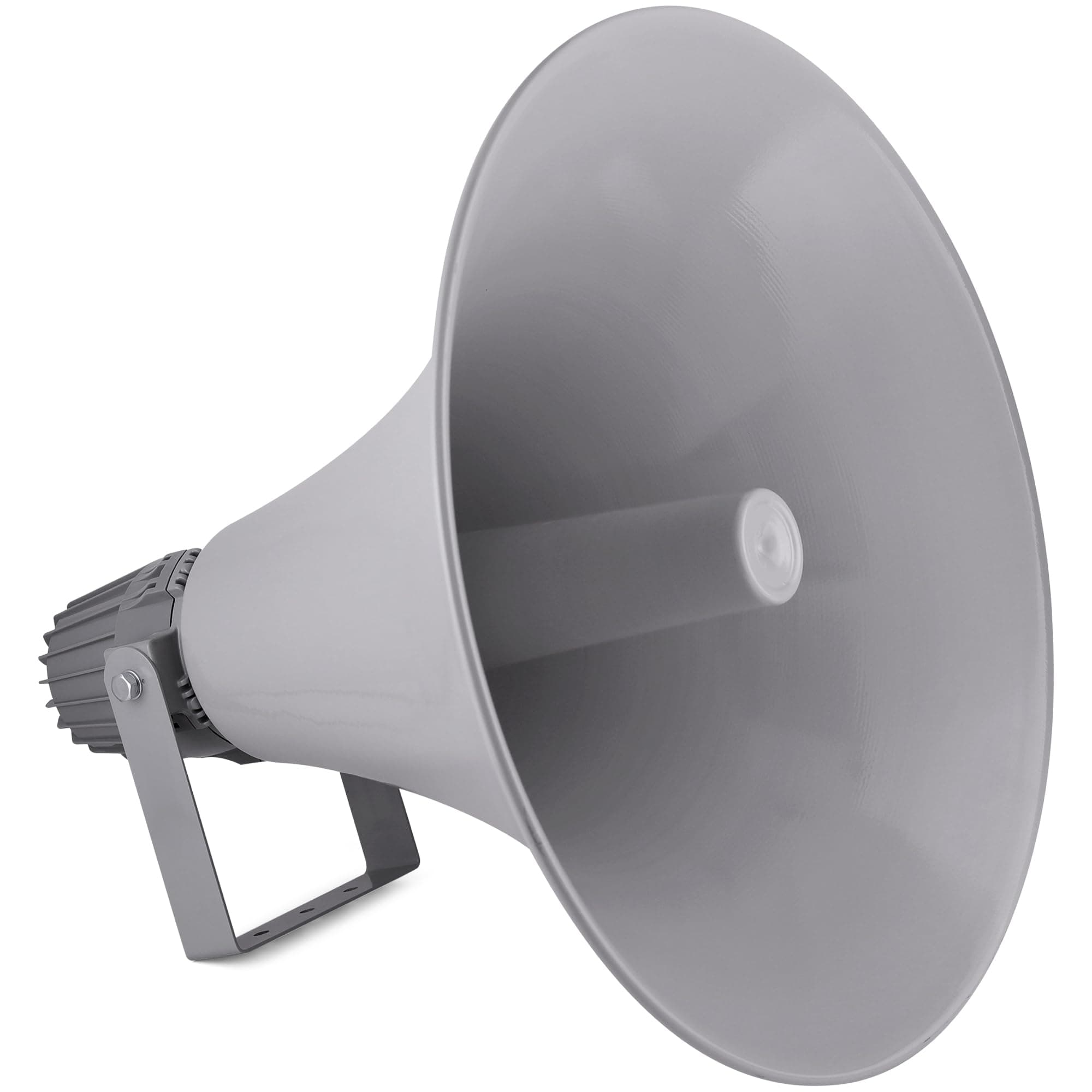 PA System Horn Speaker – 50cm Weatherproof Loudspeaker Megaphone, Wall Mount Outdoor/Indoor Audio System for Announcements, Intercom, Sirens & Security Alerts – Grey