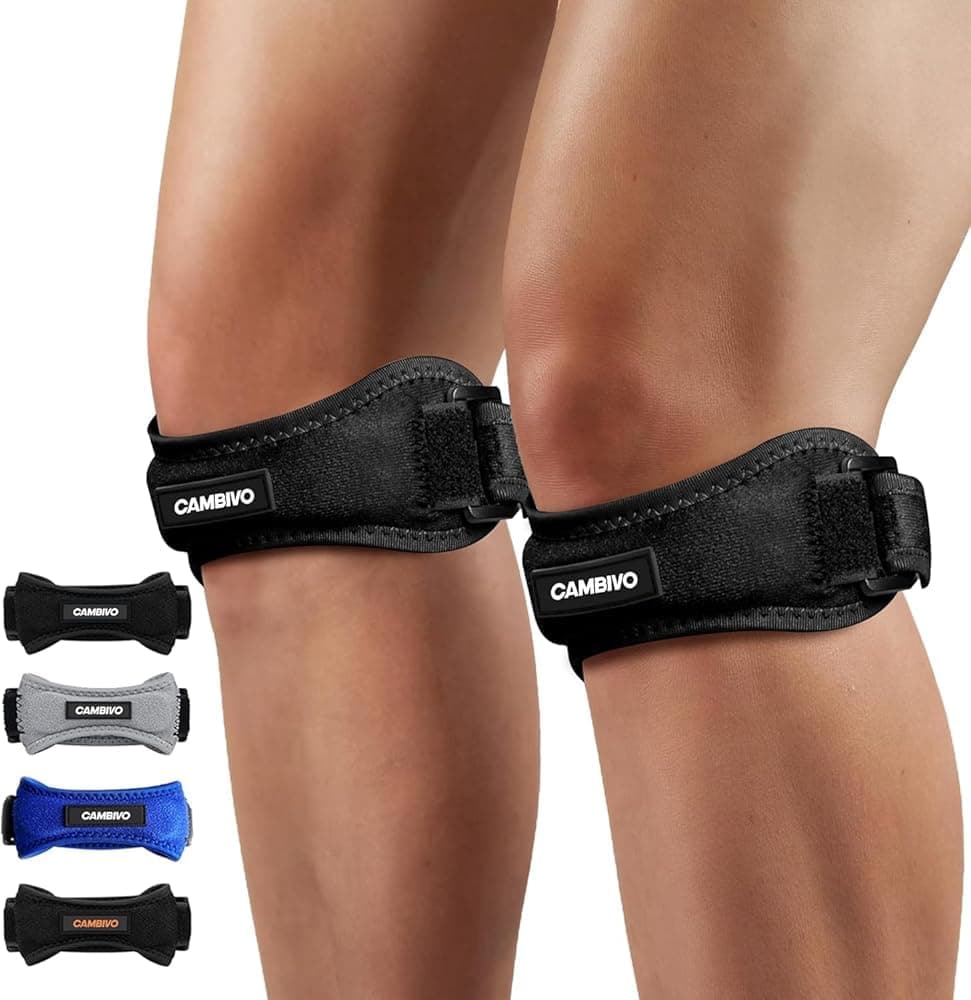 CAMBIVO 2 Pack Patella Tendon Knee Strap for Meniscus Tear & Osgood Schlatters Relief - Adjustable Knee Support for Running Stability, Jumper's Knee, Hiking & Gym Squats