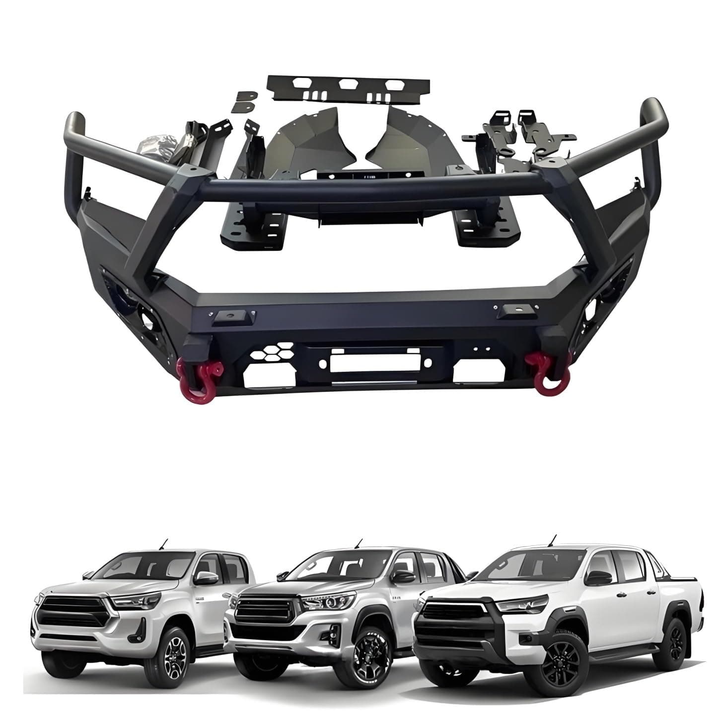 4x4 Off Road Bull Bar Front Bumper Replacement Compatible for Toyota Hilux 2016-2023 Heavy Duty Steel Ranch Hand Winch Bumper and Bumper Delantero Designed for Ultimate Durability and Style