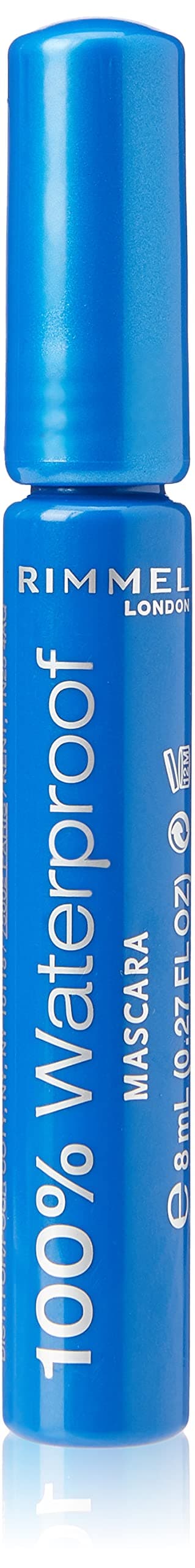 Rimmel 100% Waterproof Long-lasting Mascara, Black, 8ml
