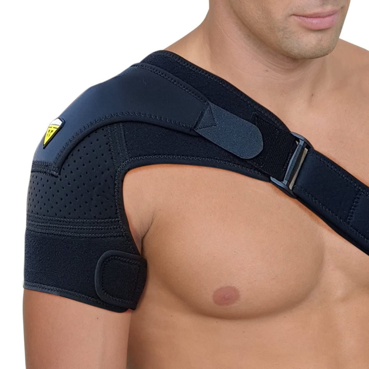 FIGHTECH Shoulder Brace for Men and Women | Compression Support for Torn Rotator Cuff and Other Shoulder Injuries | Left or Right Arm (Black, Large/X-Large)