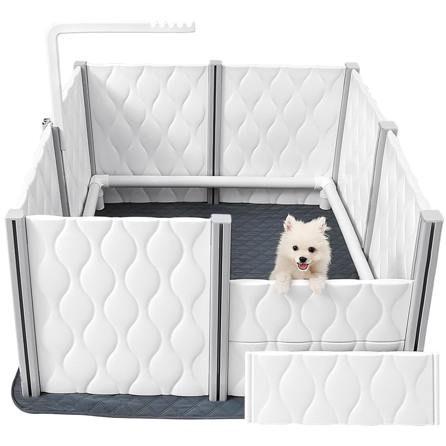 Senneny Extra Tall Whelping Box - Dog Pen with Whelping Pad, Lamp Holder - Supplies for Large, Medium, Small Dogs & Puppies (White, 1-Room(48" L x 48" W x 24" H))