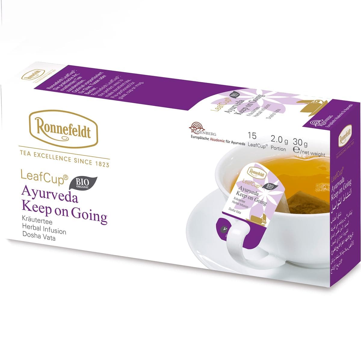 Ronnefeldt LeafCup Ayurveda Keep On Going Chai – Caffeine-Free Loose Leaf Herbal Tea with Rosemary, Sage & Cardamom – 15 Individually Wrapped Tea Bags