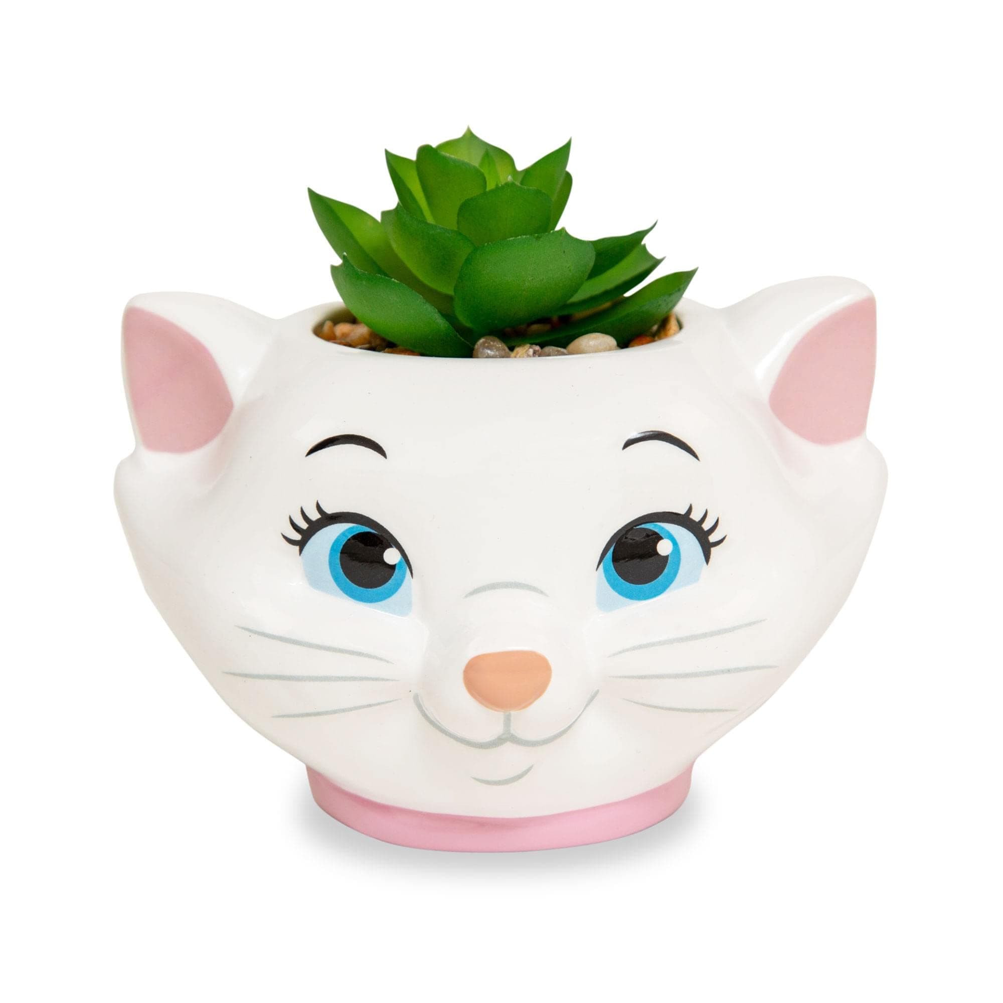 Disney The Aristocats Marie 4-Inch Ceramic Mini Planter With Artificial Succulent | Cute Small Flower Pot, Faux Indoor Plants