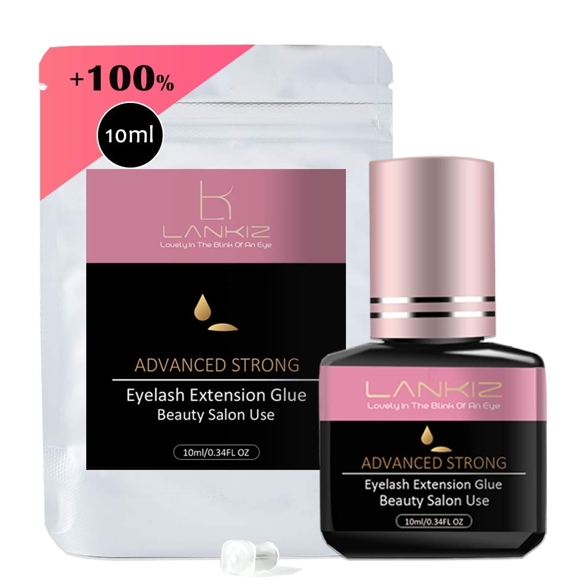 10ML Eyelash Glue for Lash Extensions, 1-2s Lankiz Individual Eye Lash Glue for Eyelash Extensions, Semi Permanent Eyelash Glue with 6 Weeks Retention ( 10ml Advanced Strong )
