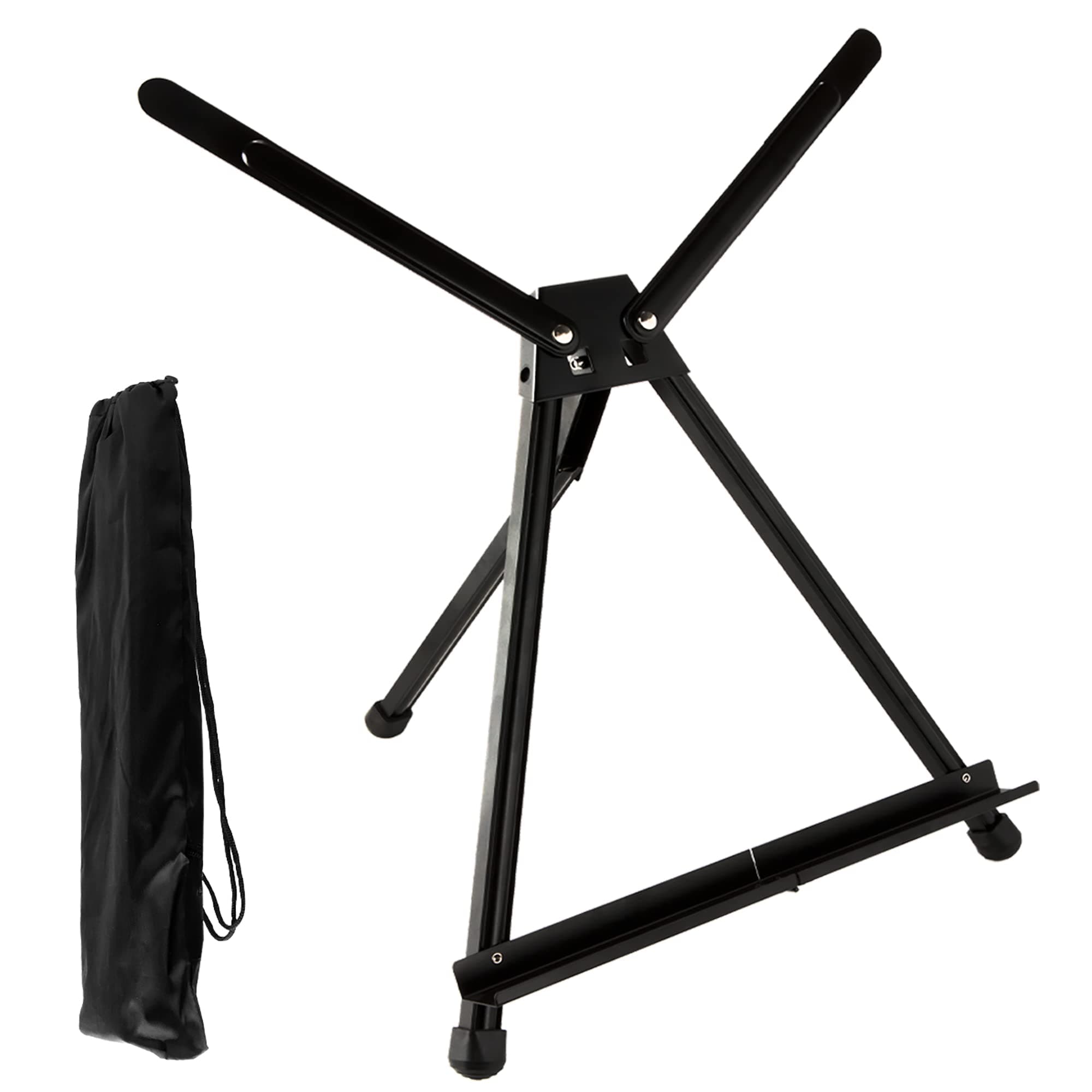 SoHo Table Top Easel, Black Aluminum Tabletop Easels for Display and Painting Canvases, Portable & Adjustable Tripod Design