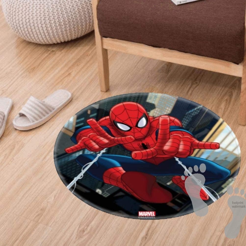 Modern Flannel Microfiber Non-Slip Machine Washable Round Area Rug Living Room Bedroom Study Soft Carpet Floor Mat Home Decor 60CM Feet Diameter,Spiderman Icon
