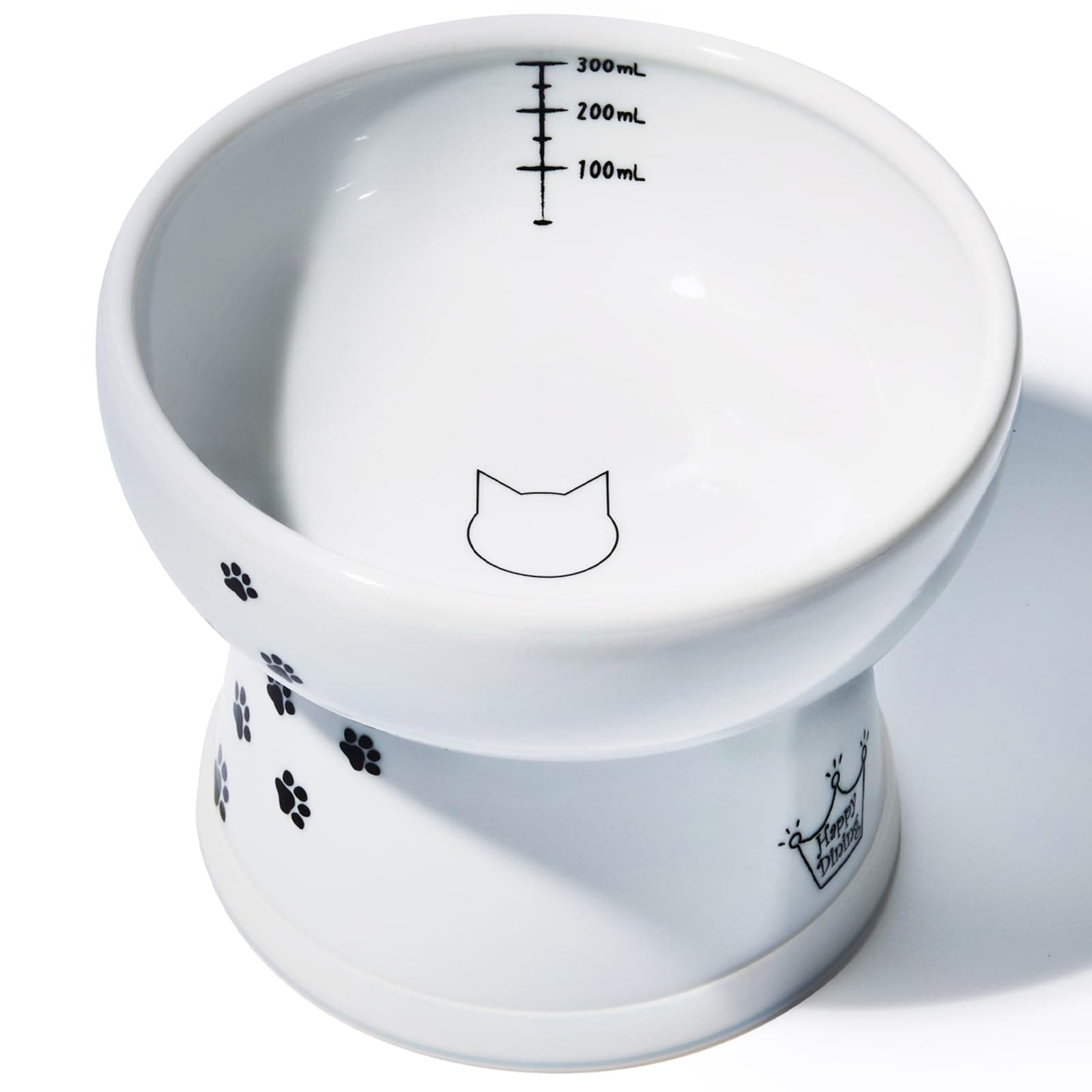 Necoichi Extra Tall Raised Cat Water Bowl, Cat, 0.543 kg,White