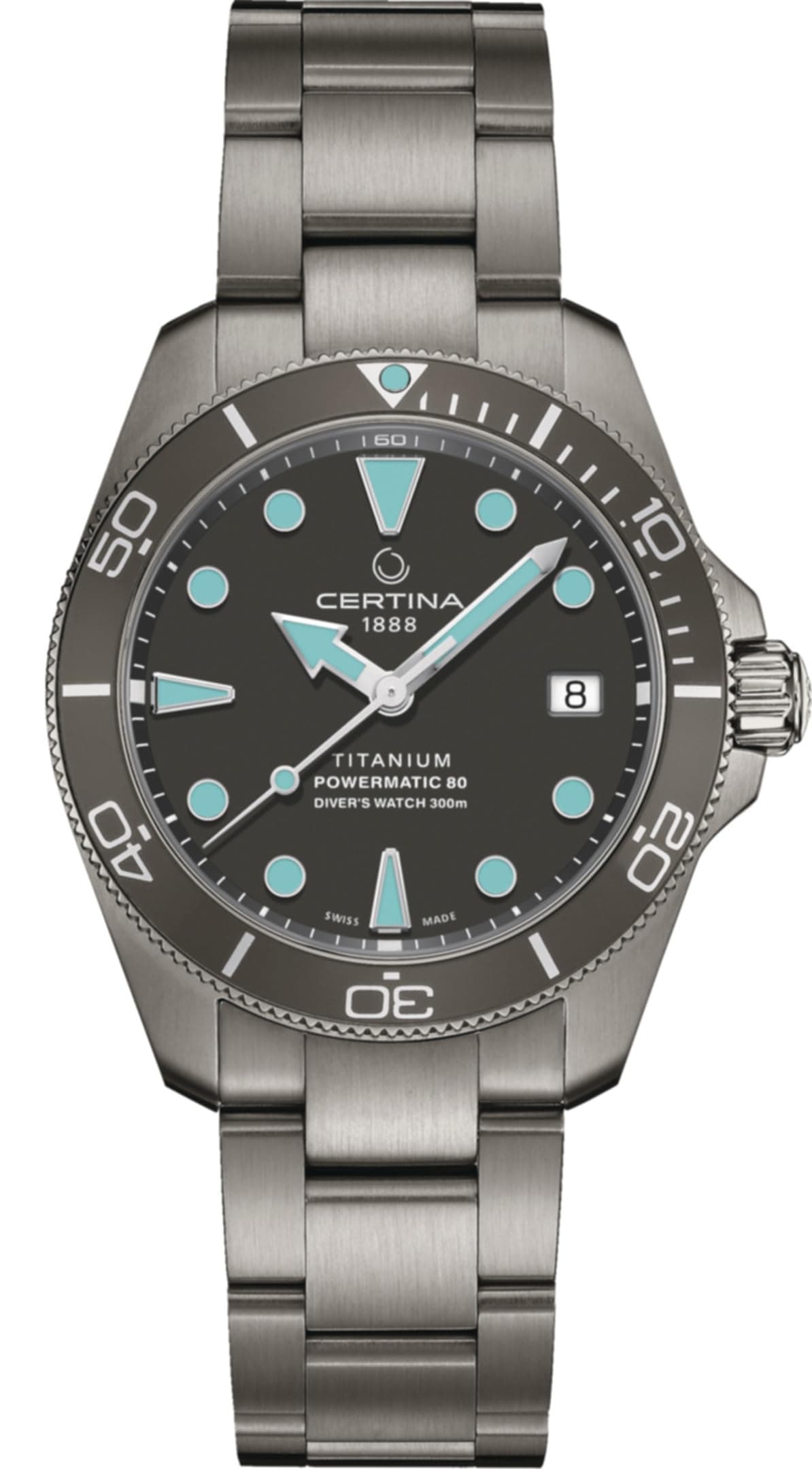 Mens, DS Action Diver 38mm Powermatic 80, Titanium, Swiss Automatic, Watch, Anthracite, Titanium, 19, (C0328074408100)