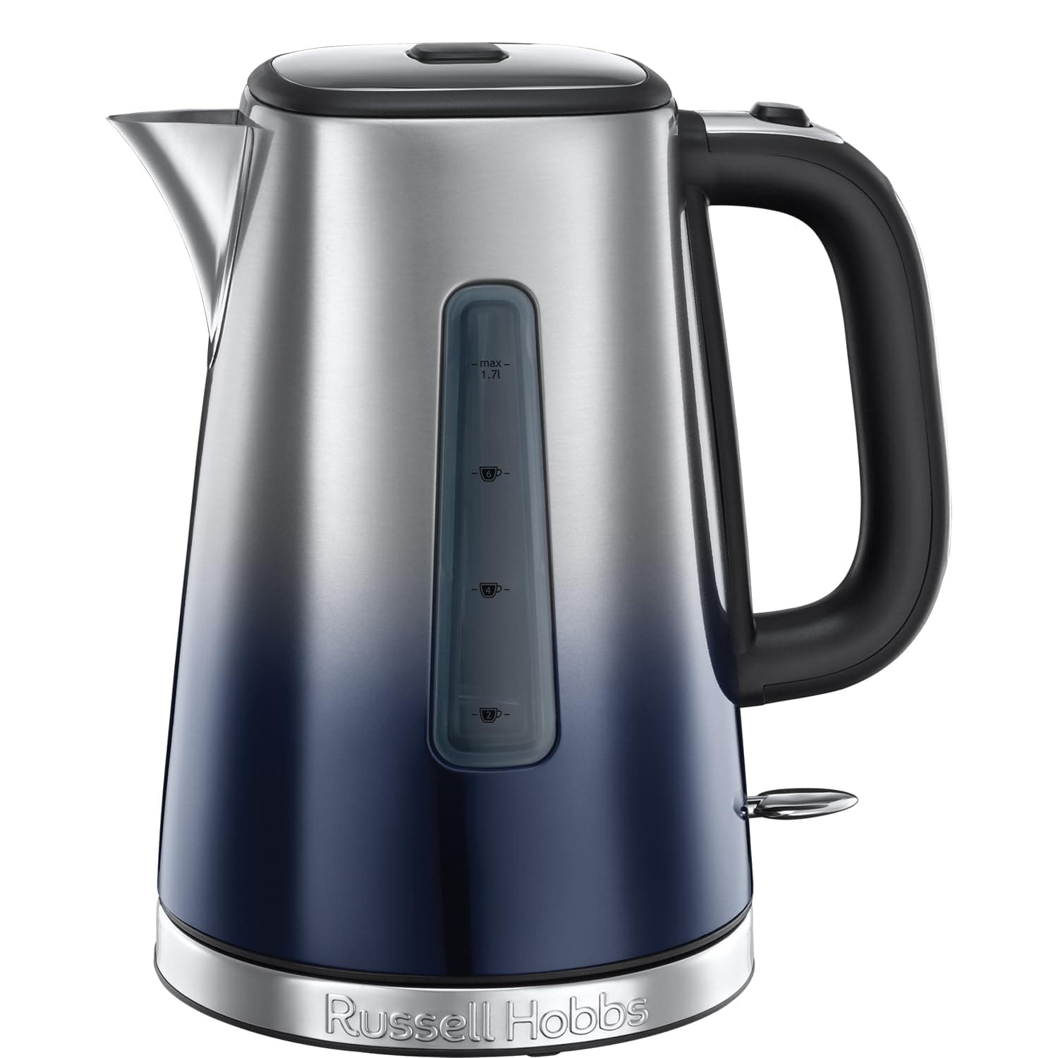 Russell Hobbs Eclipse Electric Kettle Polished, 1.7L Capacity 3000W, Rapid Boil, Perfect Pour Spout, Quiet Boil, Stainless Steel Electric Kettle for Home, and Office Use -25111 (Midnight Blue)