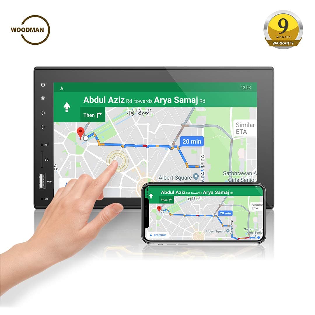 Woodman WM2027 HD Full Touch Screen with Bluetooth/USB/AUX Double Din Car Stereo Full Touch (Black)
