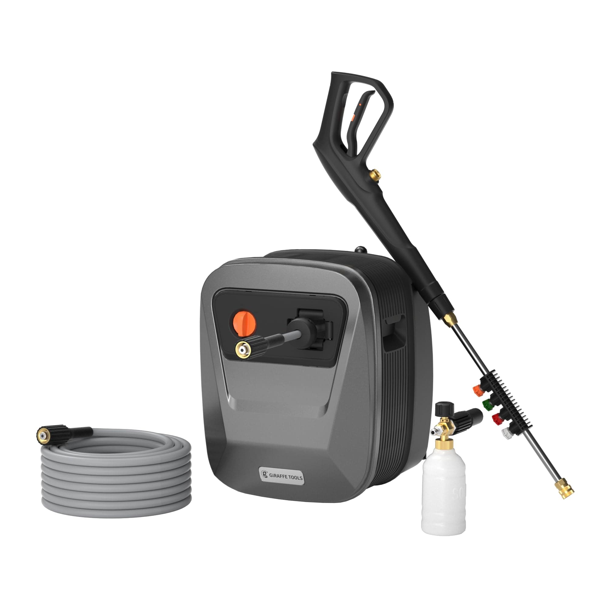 Grandfalls Pressure Washer G20 Pro, 65 FT Pressure Hose,Wall Mounted Power Washer with 4 Quick-Connect Nozzles,Foam Cannon for Cars/Patios/Driveways/Fences,2500 MAX PSI 2.2 GPM