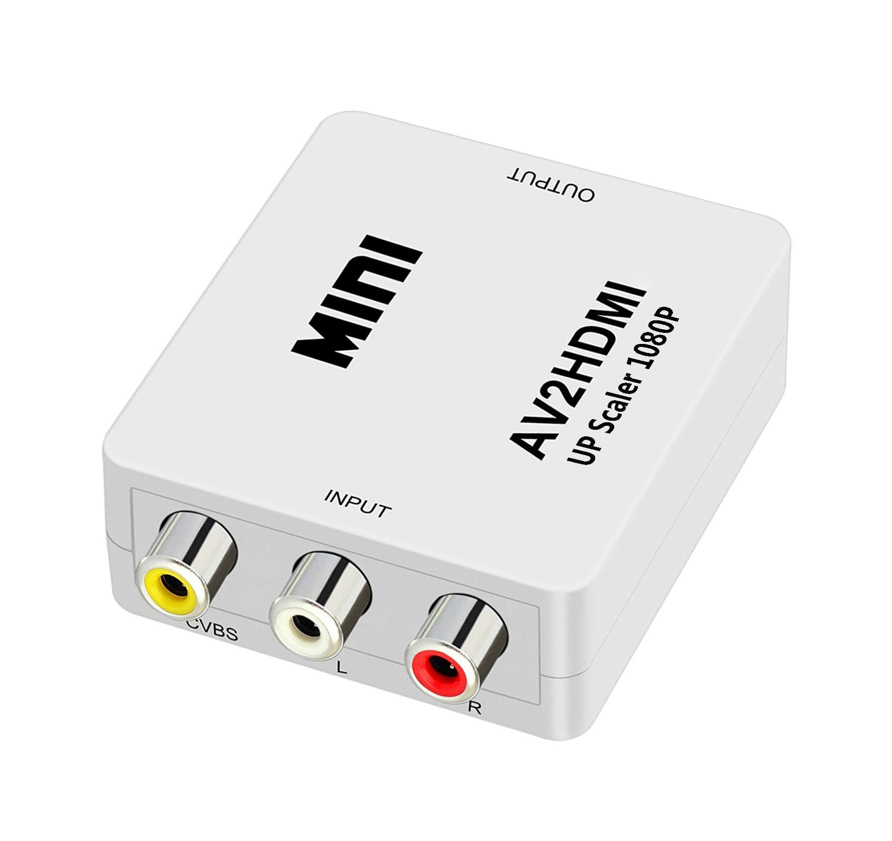Mini Composite AV 3RCA CVBS to HDMI Video Audio Converter Box Adapter 720p 1080p Upscaler with USB Charge Cable for Laptop DVD VHS VCR PS2 Wii