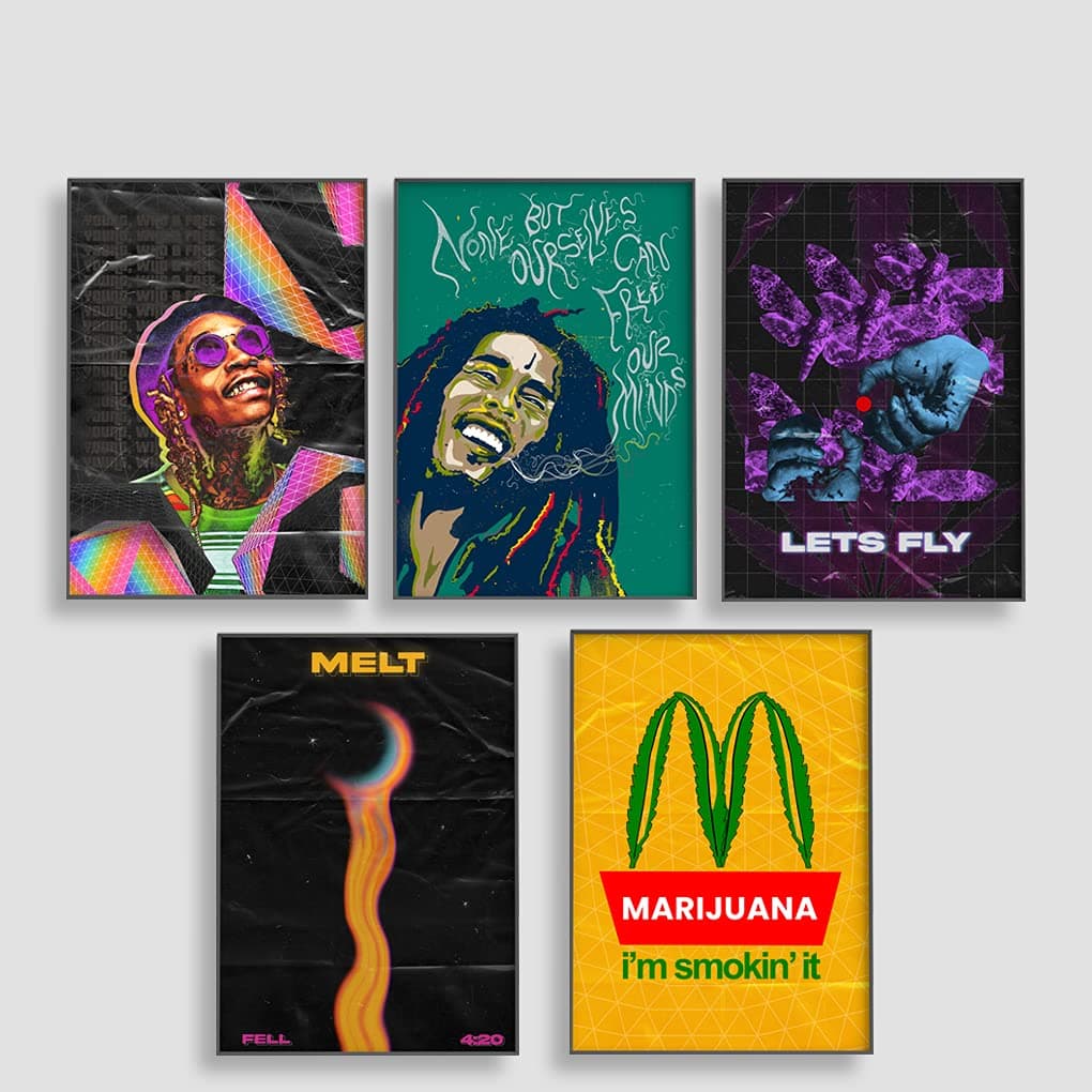 Psychedelic Wall Posters A3 Pack of 5 Posters (12x18-Inch, 300GSM Thick Paper, Multicolour)