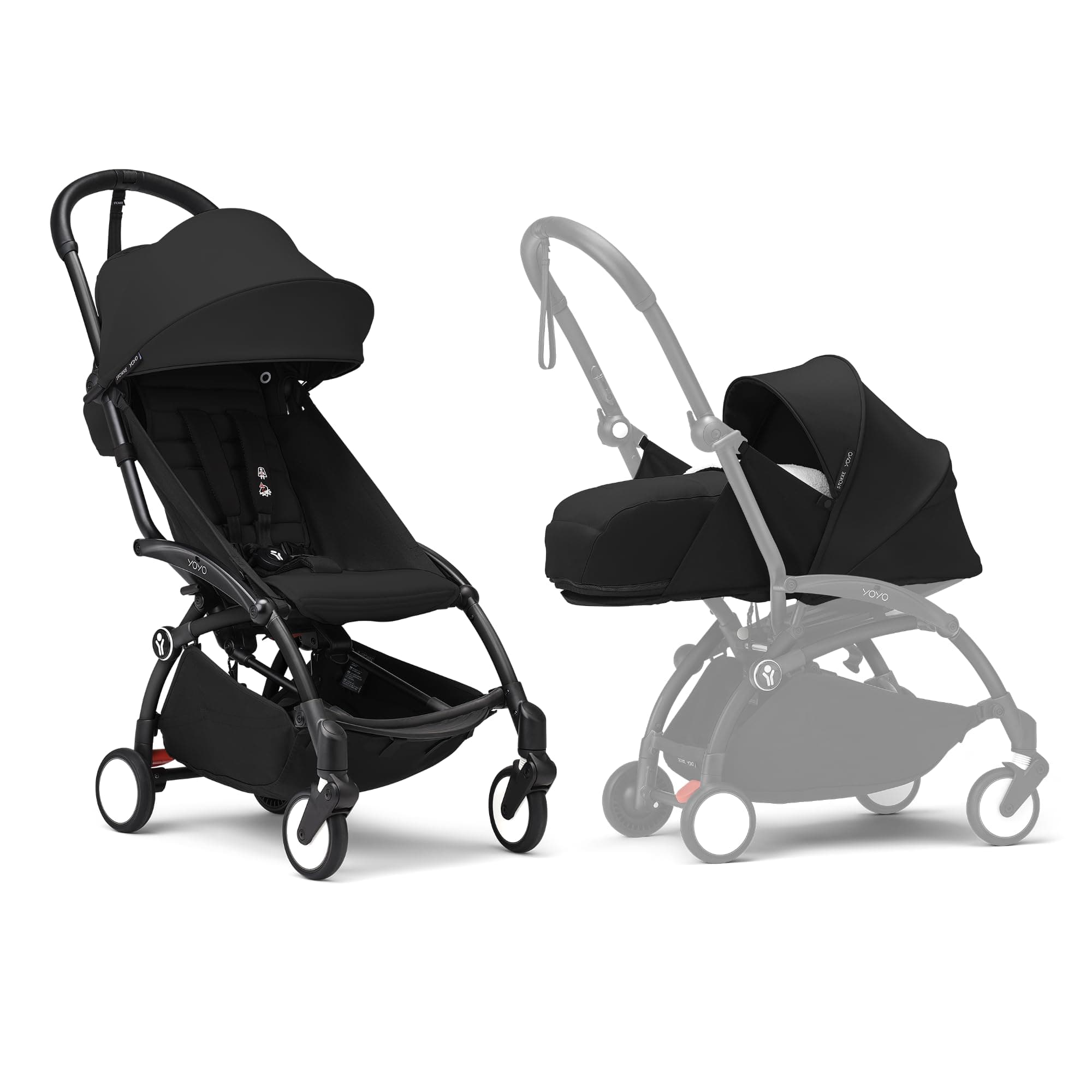 YOYO3 Complete Yoyo Stroller From Birth - Includes Black Frame + YOYO 6+ Color Pack + 0+ Newborn Pack - Black
