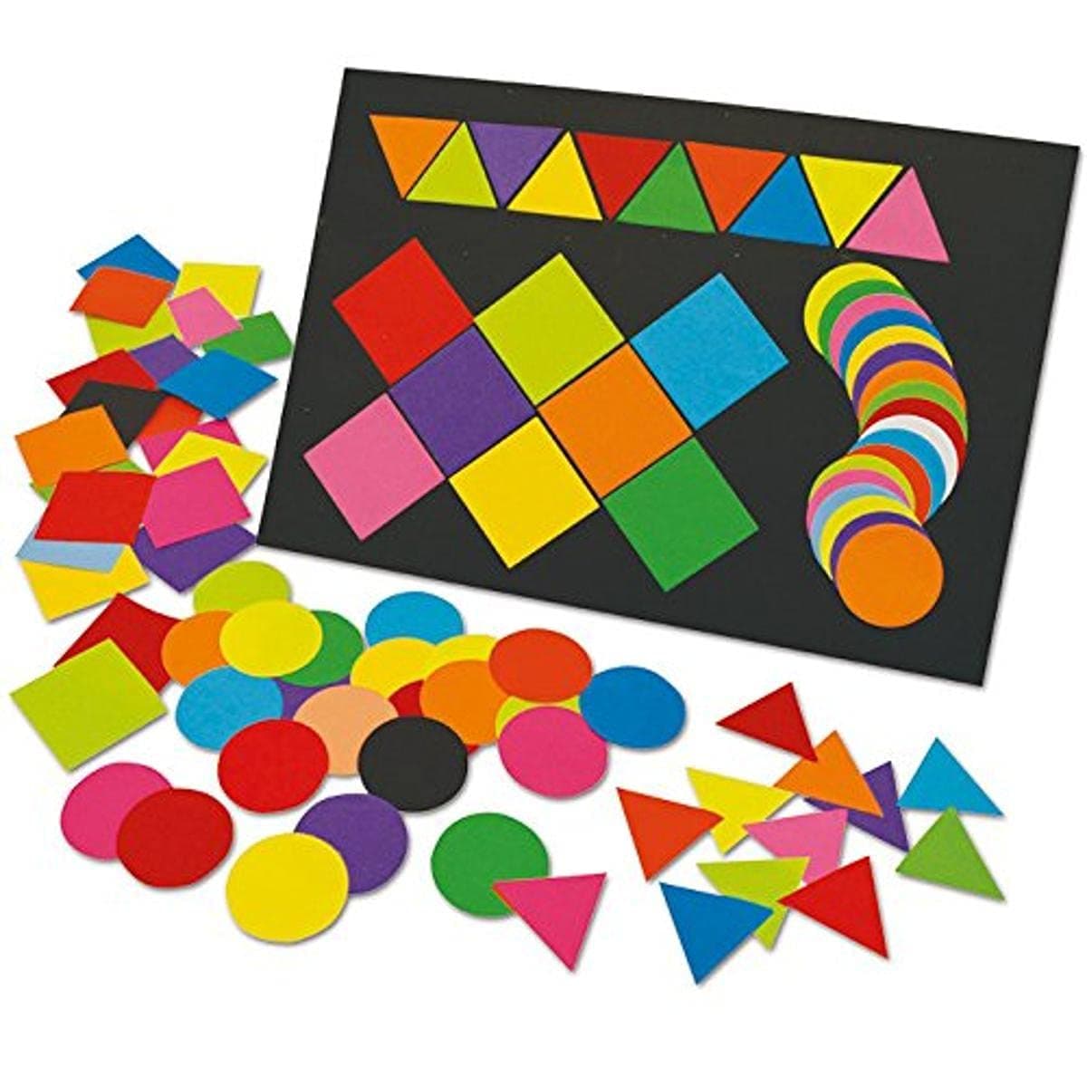 Springboard 10342 Pre-Cut Coloured Paper Mega Mosaics - 5 x 5 cm (Pack of 2000) - Square, Triangle, Circle