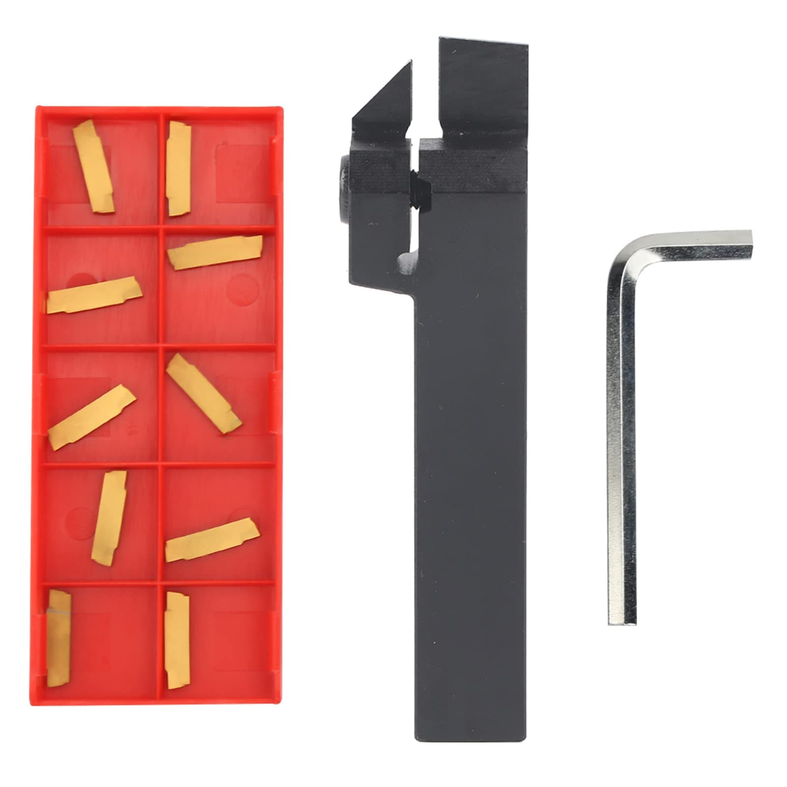 Hyuduo Lathe Turning Tool Holder Heavy Duty Indexable Grooving Cut-Off Tool Holder 10PCS MGMN200-G Inserts Wrench for Industrial Indoor