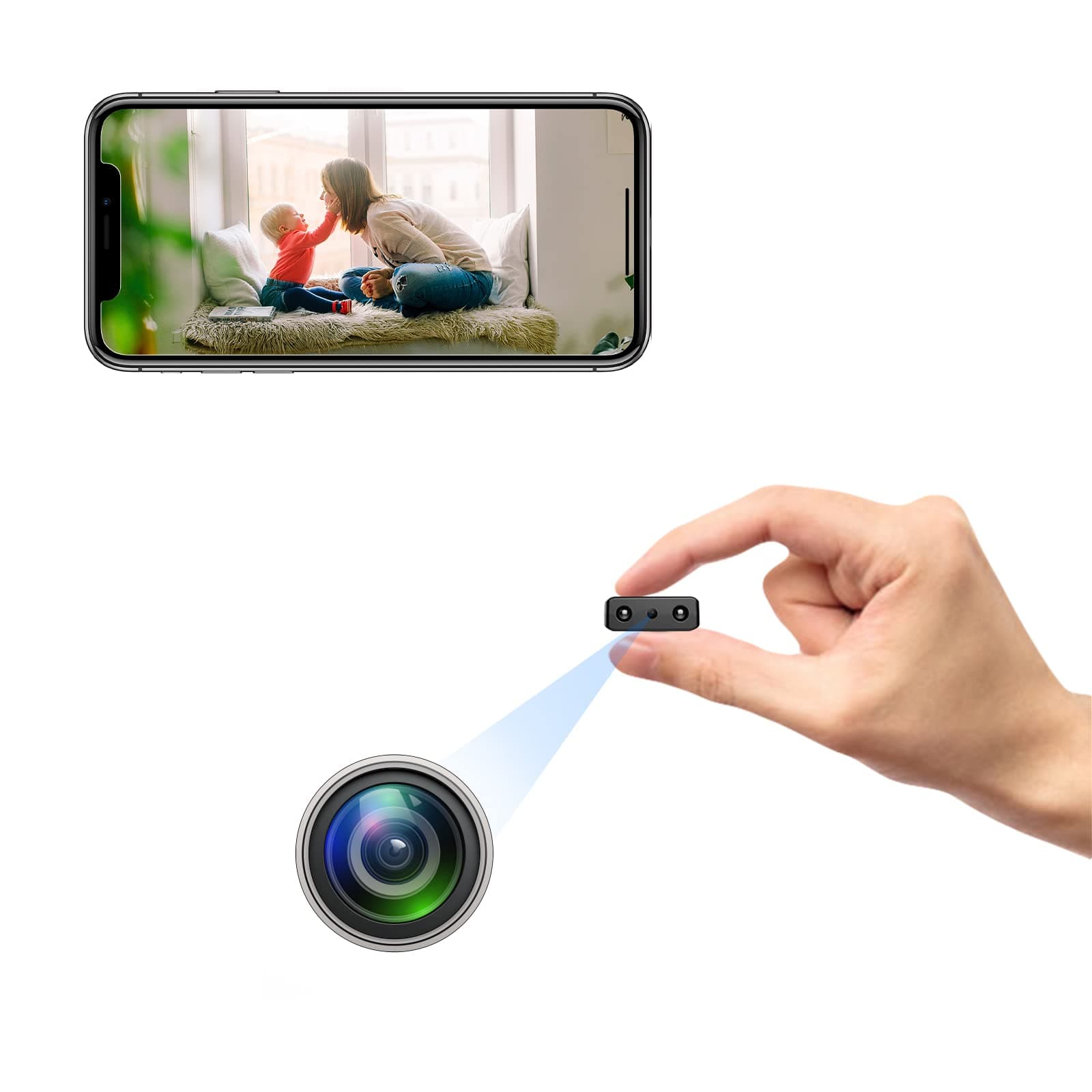 Small Hidden Camera Spy Cameras - Mini Nanny Cam for Home Security, Camaras Espias Ocultas, No WiFi Needed, SD Card Recorder