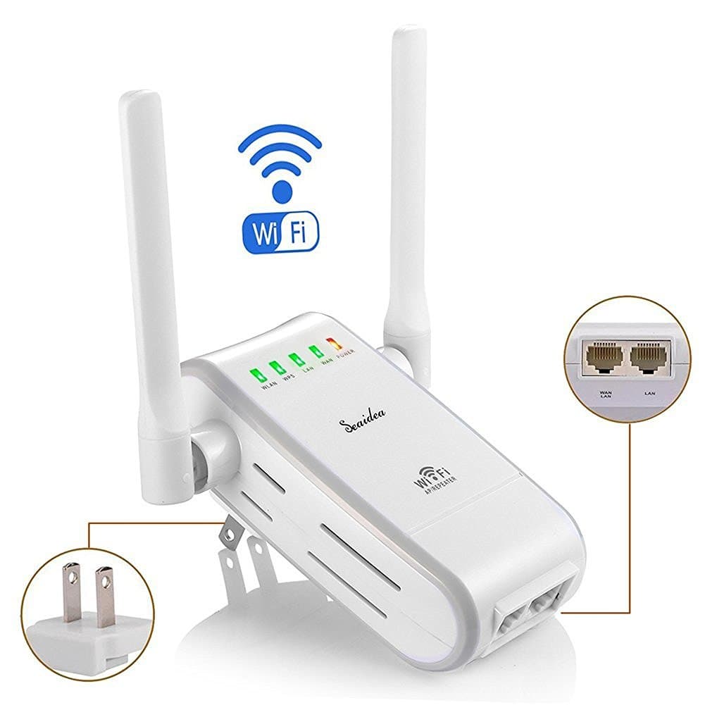 Seaidea Wifi Router 300Mbps Wireless Long Range Extender Repeater 802.11n/g/b Wireless-N Mini Network Amplifier Signal Booster Access Point Support AP Client and Bridge Modes Home Internet Service