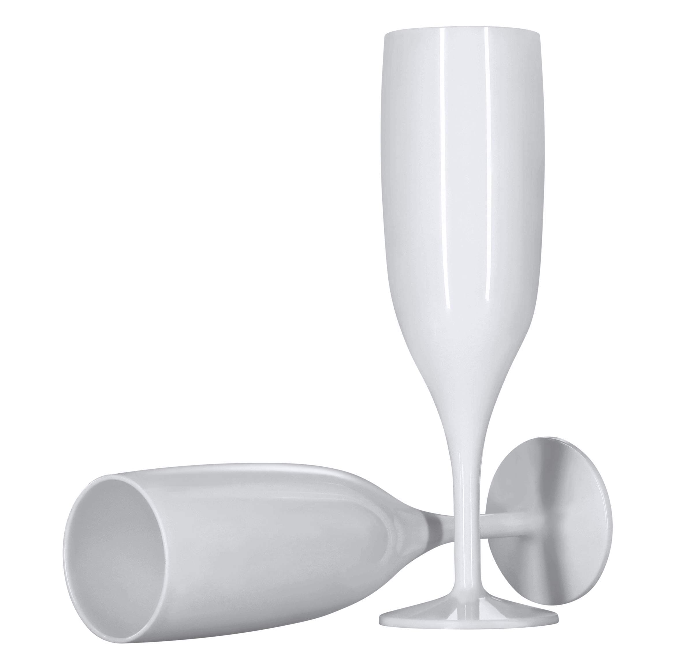 ProductPro 12 x White Plastic Reusable Prosecco Flutes 175ml Capacity