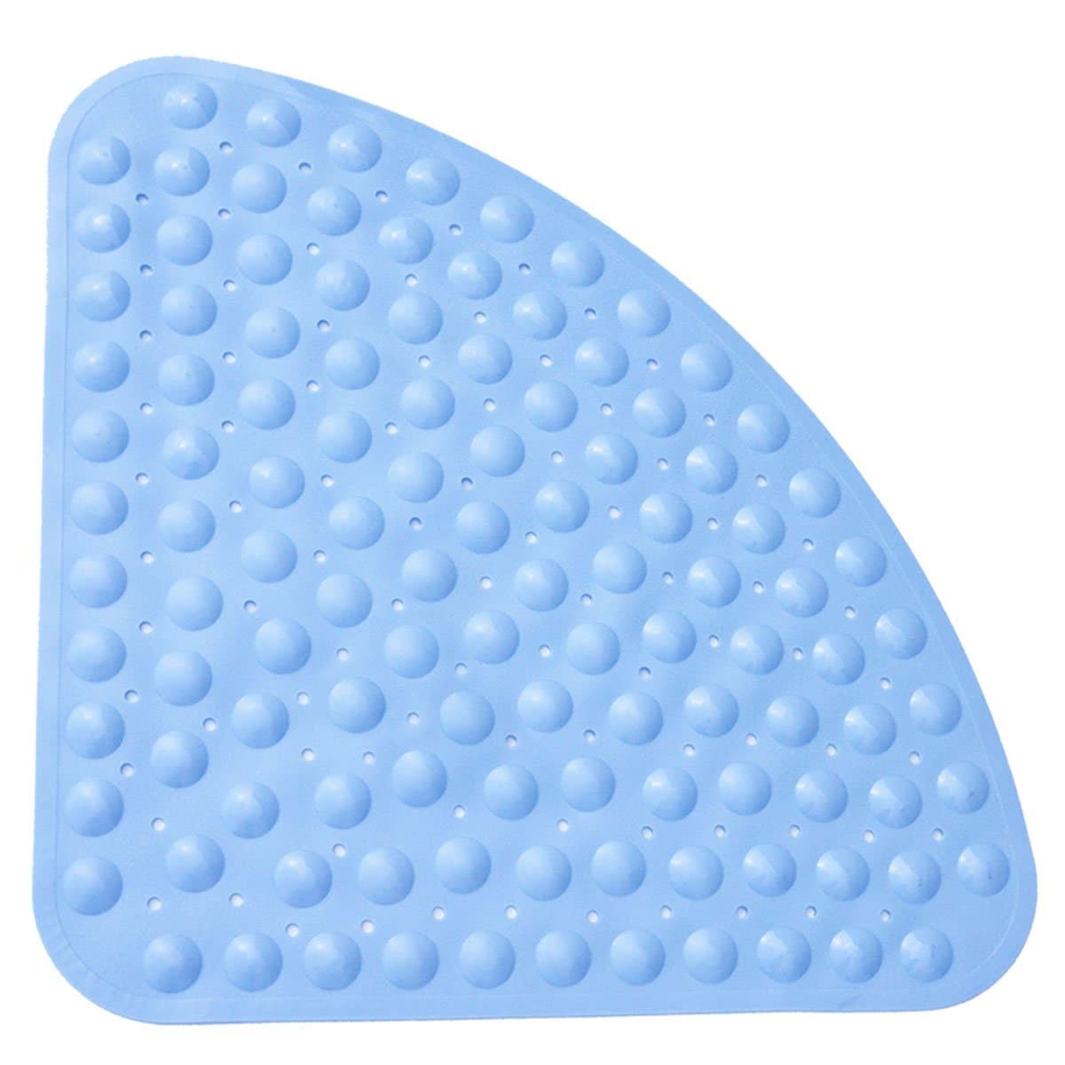 Sector Rubber Corner Shower Mat Anti-slip Quadrant Bath Mat Anti-Bacterial Suction Mat for Shower or Tub,Non-slip Bathtub Mat,53x53CM,Blue