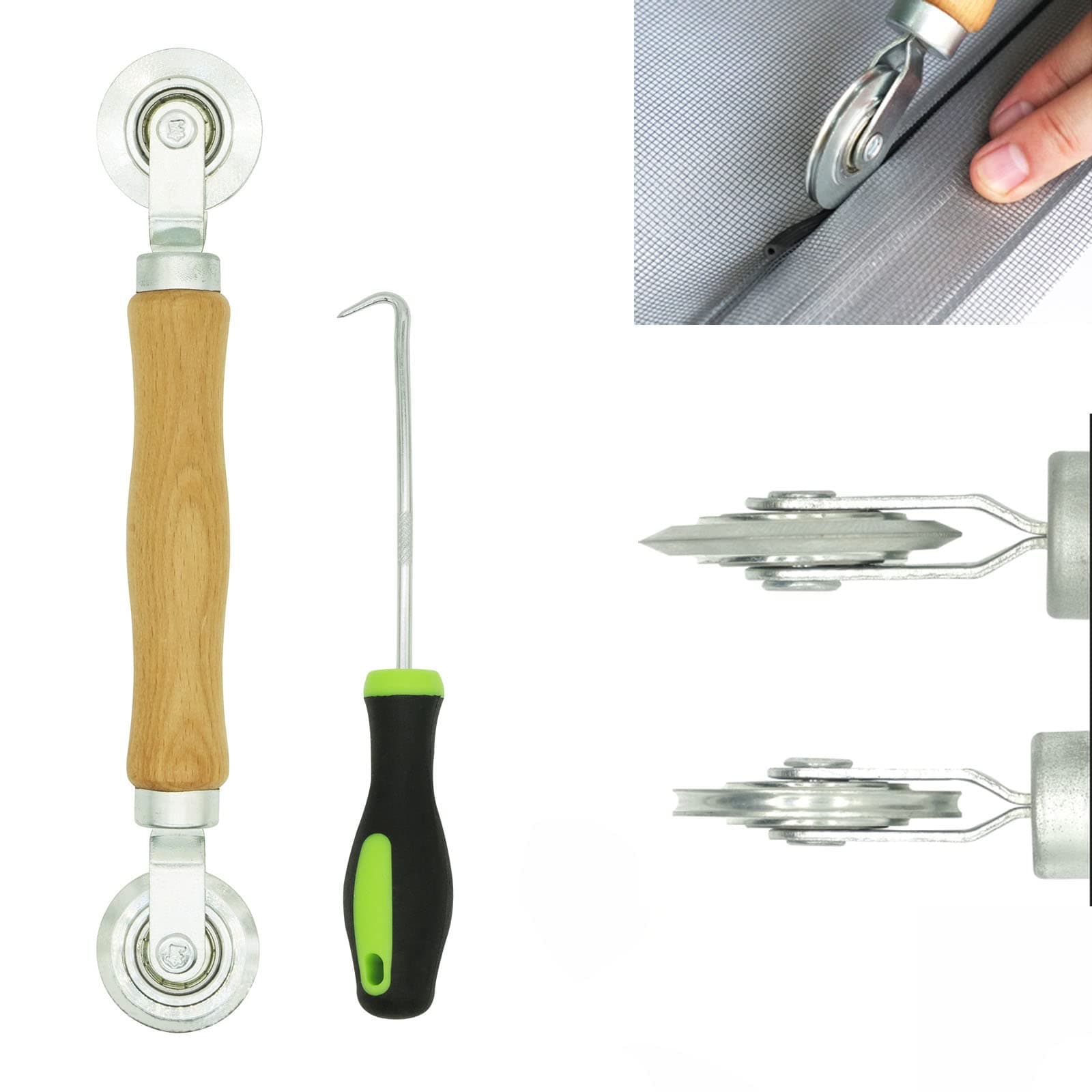 Screen Repair Kit -Screen Roller Tool with Bearing Screen Spline Remover Hook