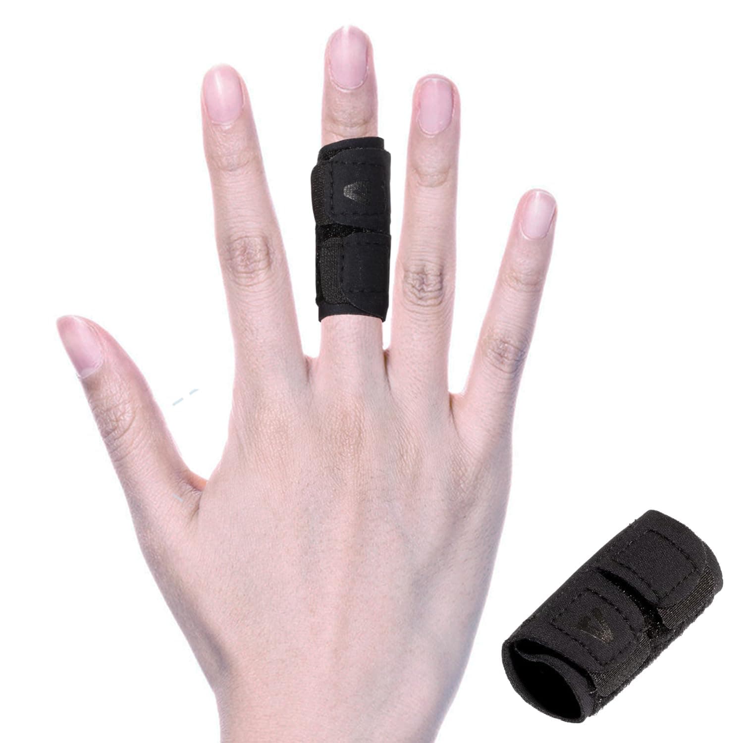 Elastic Finger Sleeves Finger Splint Support Thumb Brace Protector Relieve Pain for Arthritis, Triggger Finger, Reusable Finger Tapes for Basketball, Tennis, Baseball, Volleyball, Badminton - M