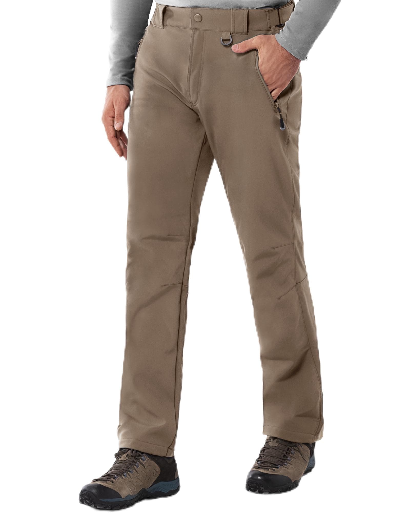 Men's Winter Snow Ski Fleece Lined Pants Warm Waterproof Softshell Insulated for Snowboard Outdoor Work Hiking