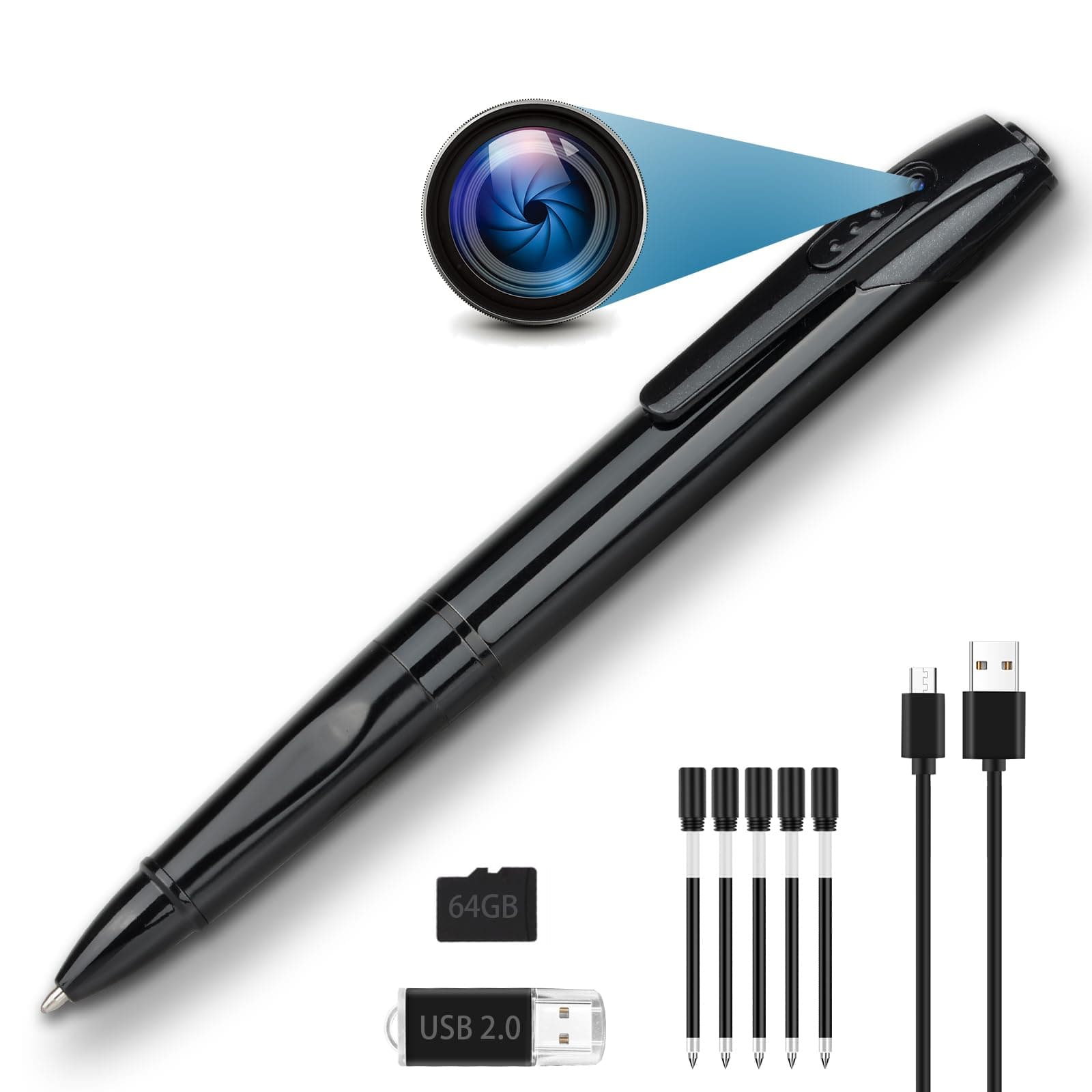 32GB Hidden Camera - Pen Camera-Mini Camera with FHD 1080P - Hidden Cameras for Indoor Safety Classroom Learning