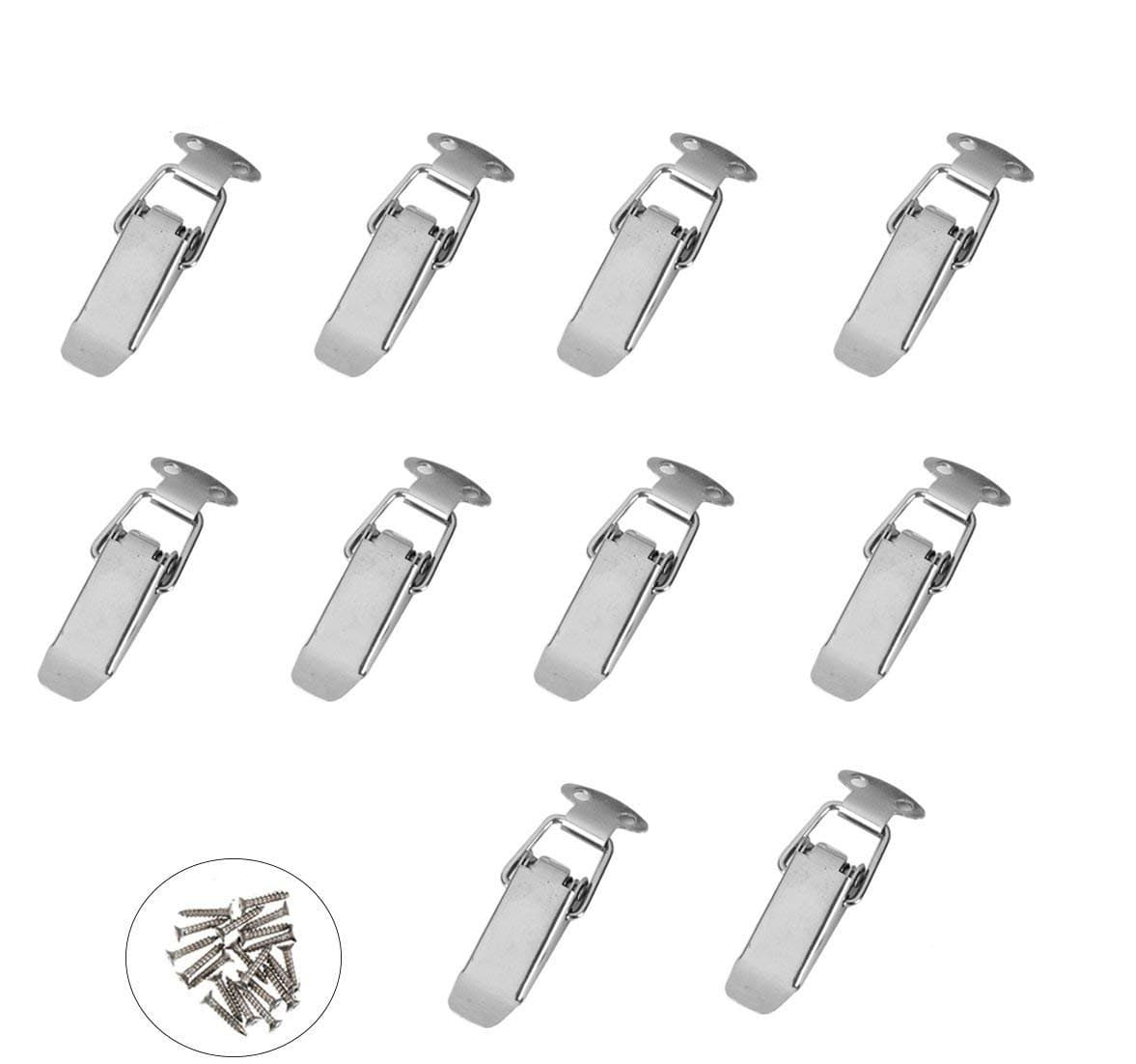 ZXHAO HS-010 Ni Plated Iron Spring Loaded Toggle Latch Catch Clamp Clip for Trunk Case Box and Chest with 10 Pack (Additional 40pcs M4X16 Screws)