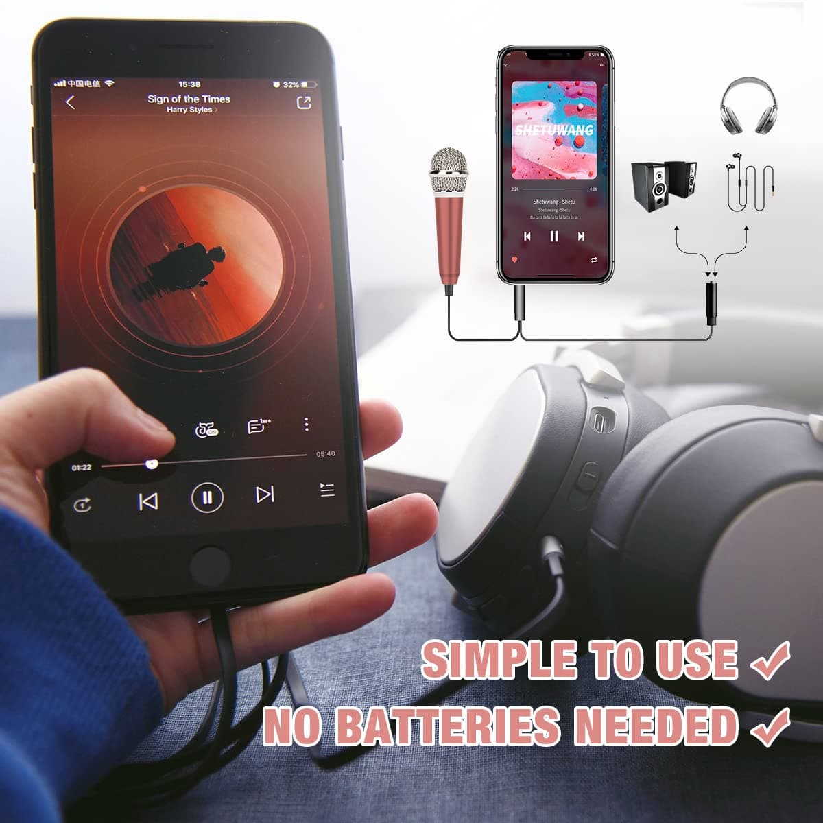 DELADOLA (2pack) Mini Microphone Tiny Microphone for Mobile Phone Laptop Notebook Apple iPhone Sumsung Android(Silver+Rose Gold)