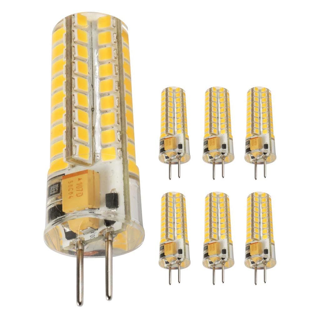 GY6.35 LED Bulbs 5W Bi-pin Base AC/DC 12V 2700K Warm White Dimmable, G6.35/GY6.35 Base JC Type LED Halogen Incandescent 50W Replacement Bulb 6Pack (5)