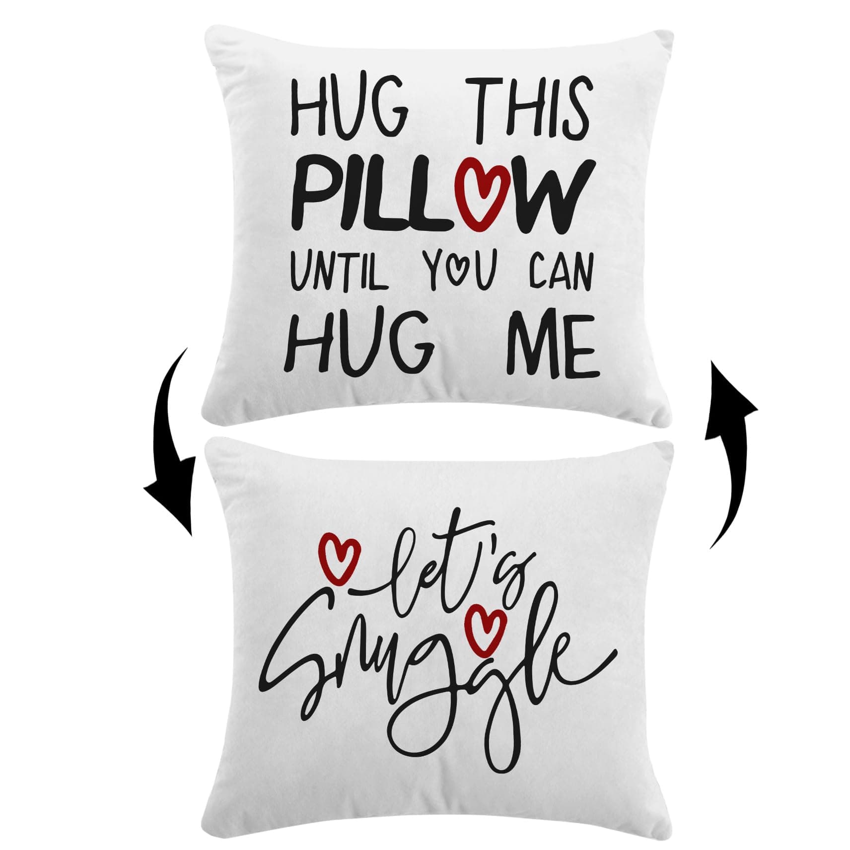 Hug This Pillow Until You Can Hug Me Let’s Snuggle Reversible Throw Pillow Cover,Romantic Love Theme Cushion Cover for Home Decor 18x18 Inch,Long Distance Relationship Gifts For Couples Husband Wife