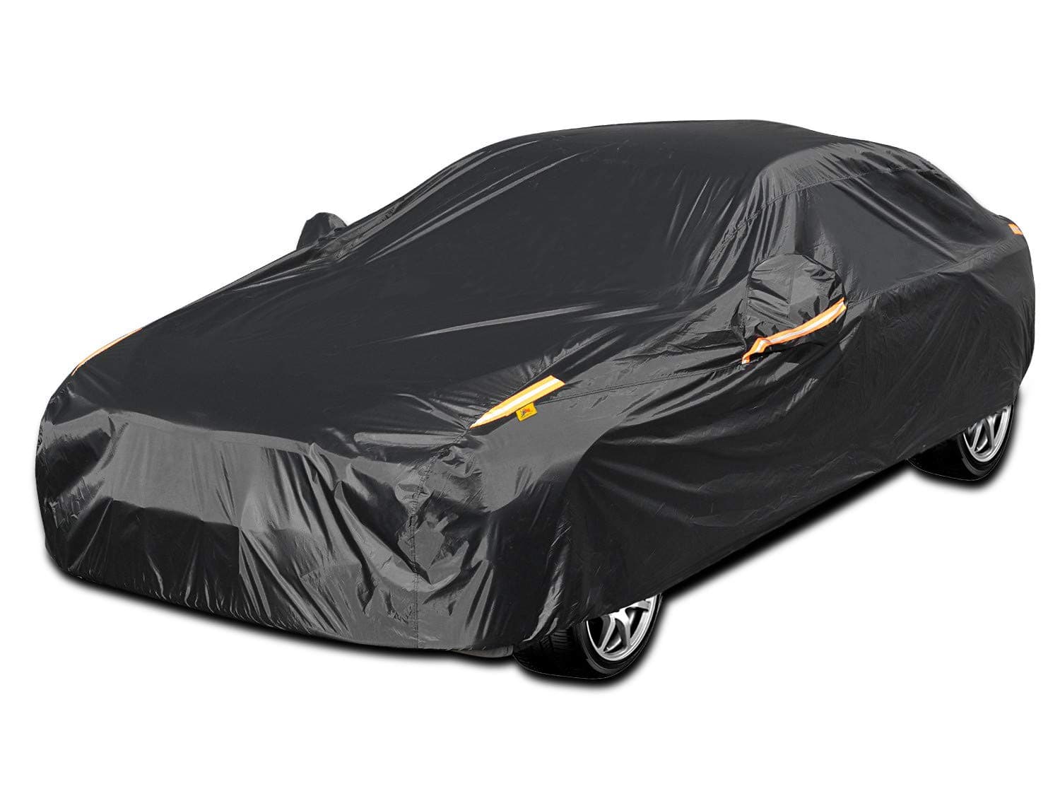 UV Protection Car Cover Windproof Dustproof Scratch Resistant Outdoor Universal Full Car Covers for Sedan XL (Black, 191" - 201")