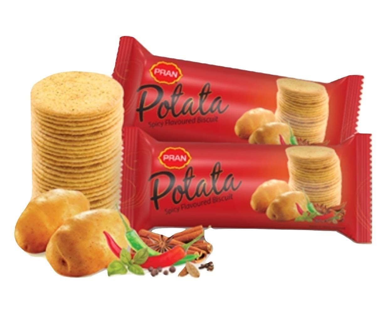 Pran Potata Spicy Flavoured Biscuits, 100 gm