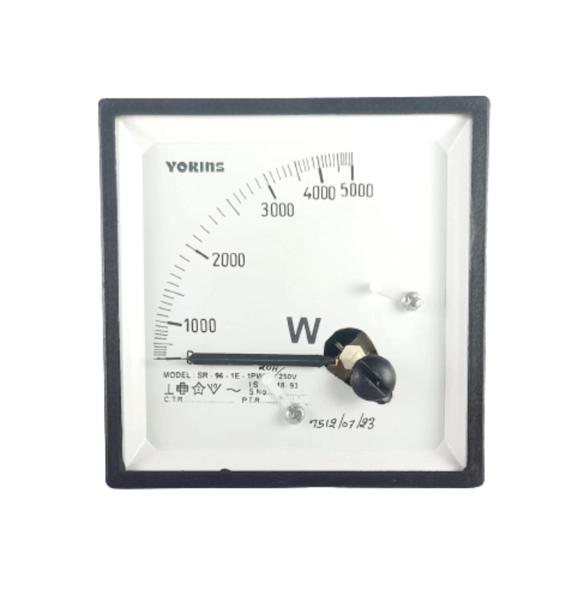 96x96 mm Analog Wattmeter Single Phase 5000W (Black)