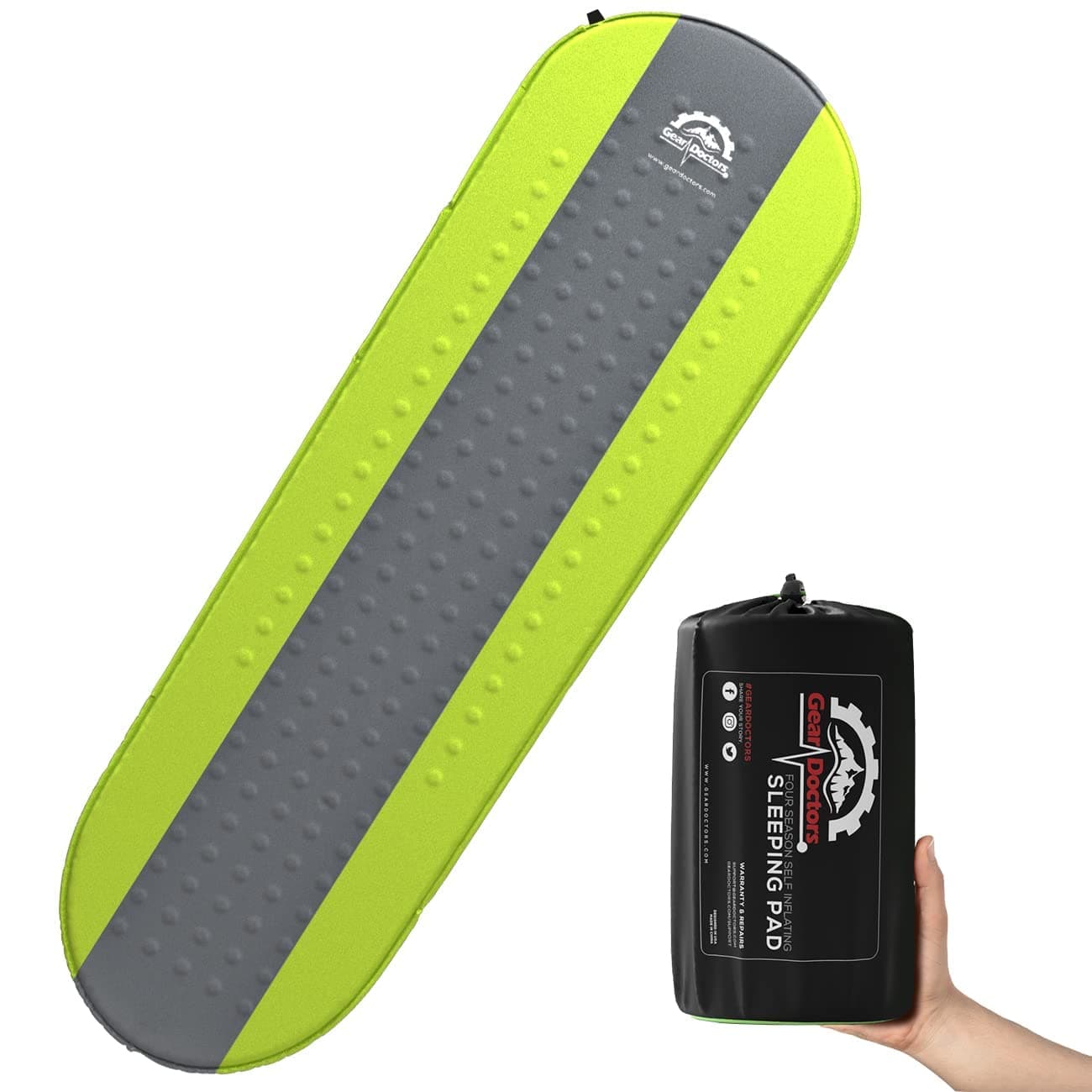 Self Inflating Sleeping Pad - Four Season Camping pad-1.5-3.2 Inch Thick Air Foam Hybrid- Ultralight Perfect Size Mattress for Camping Backpacking Travel with Insulation for Cold Winters