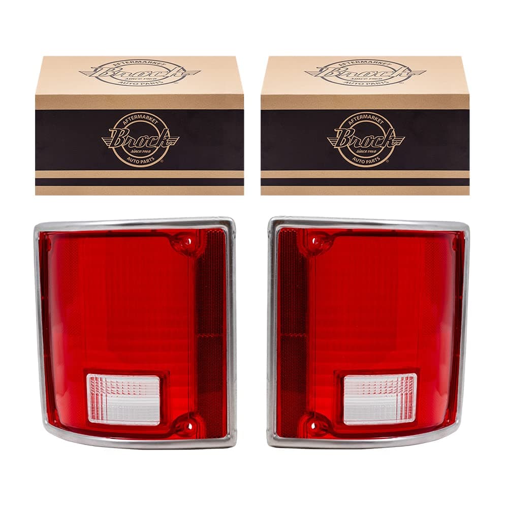 Tail Light Lens for 1975-1986 C10 Lens w/Chrome Trim for 1973-1986 C10 Suburban for 1979-1991 C1500 for 1979-1986 C1500 Suburban for 1975-1986 C20 for 1979-1991 C2500 for 1973-1991 Blazer 5968329 Set